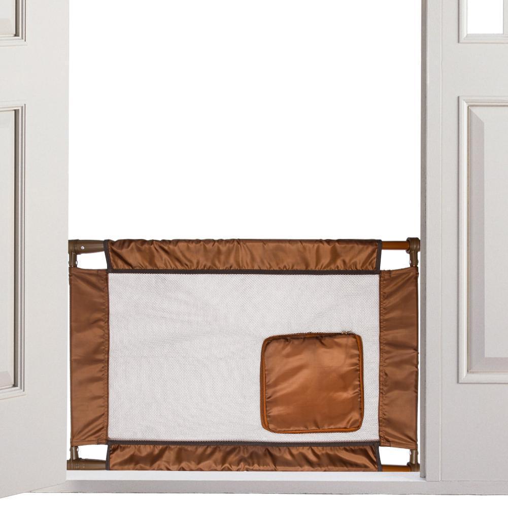 Pet Life Porta Gate Anti-Drilling Nylon Mesh Collapsible Folding Travel Safety Pet Cat Dog Gate w/ Zippered Entrance