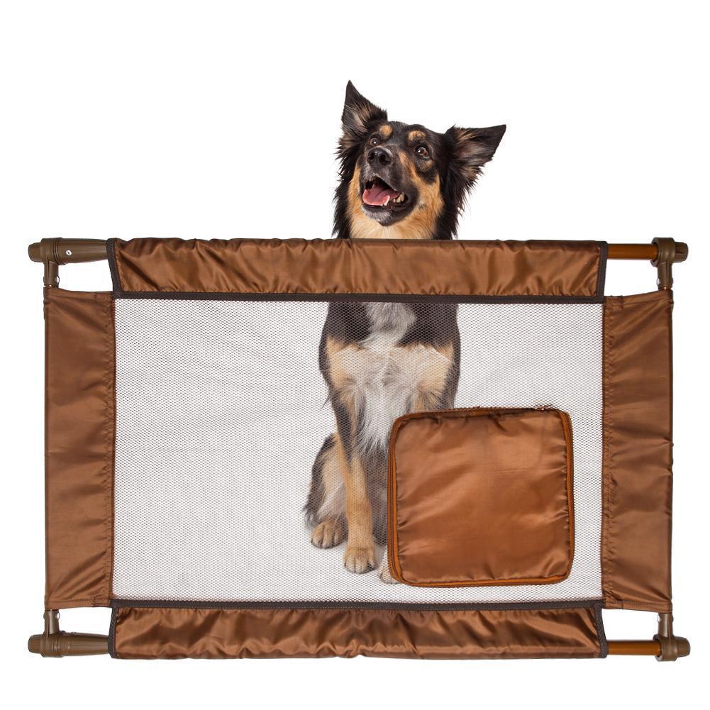 Pet Life Porta Gate Anti-Drilling Nylon Mesh Collapsible Folding Travel Safety Pet Cat Dog Gate w/ Zippered Entrance