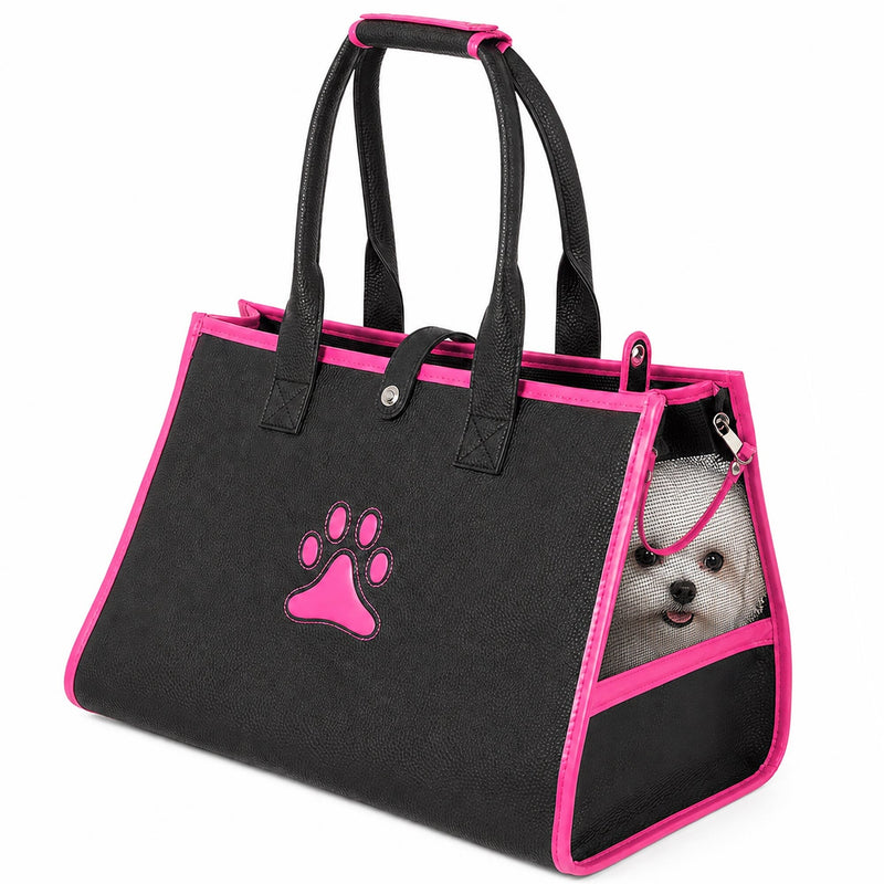 Pet Life Posh Paw Elegant Leatherette Designer Fashion Travel Pet Dog Carrier Tote | HT Animal Supply