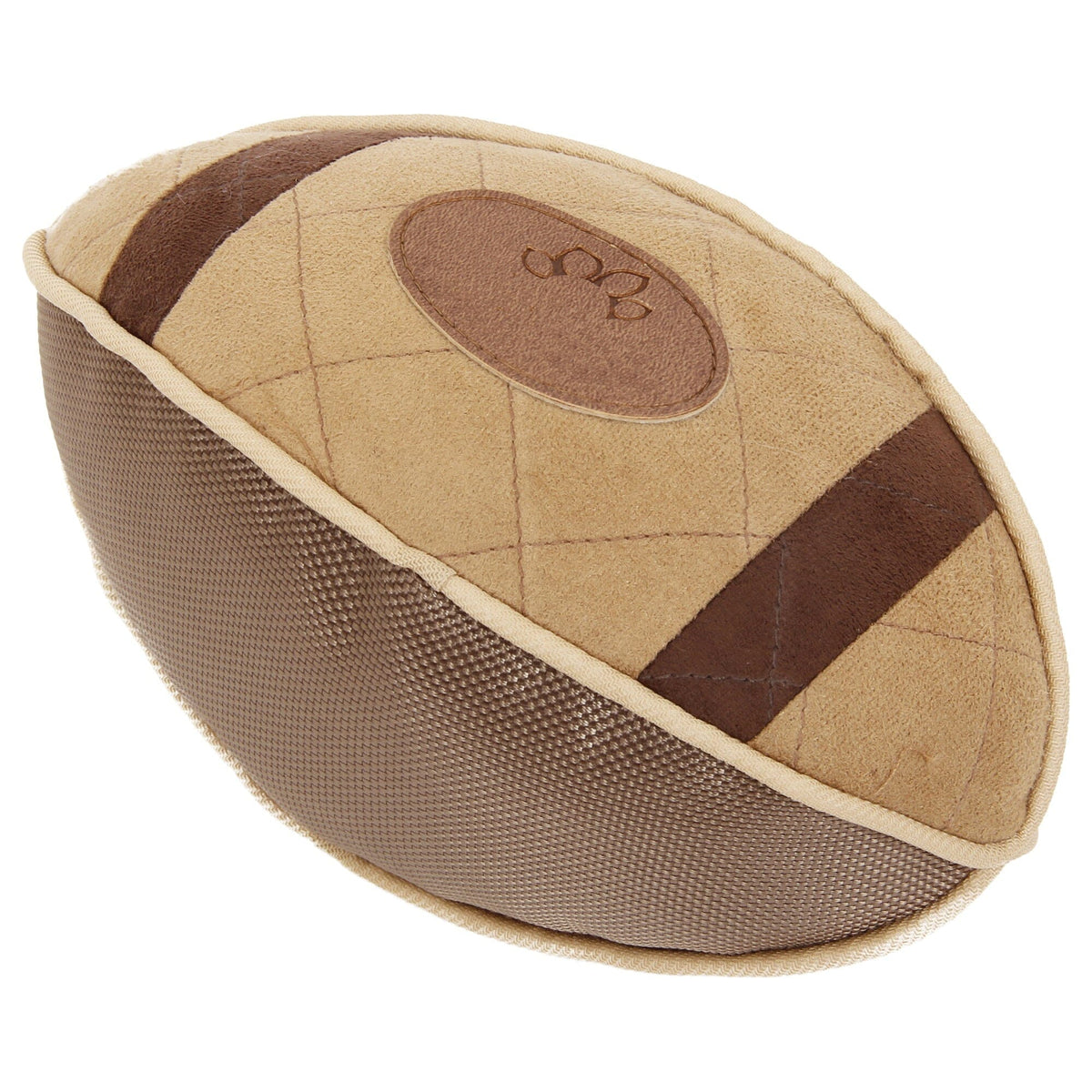Pet Life Pugskin Durable Oxford Nylon and Mesh Plush Squeaky Football Dog Toy | HT Animal Supply