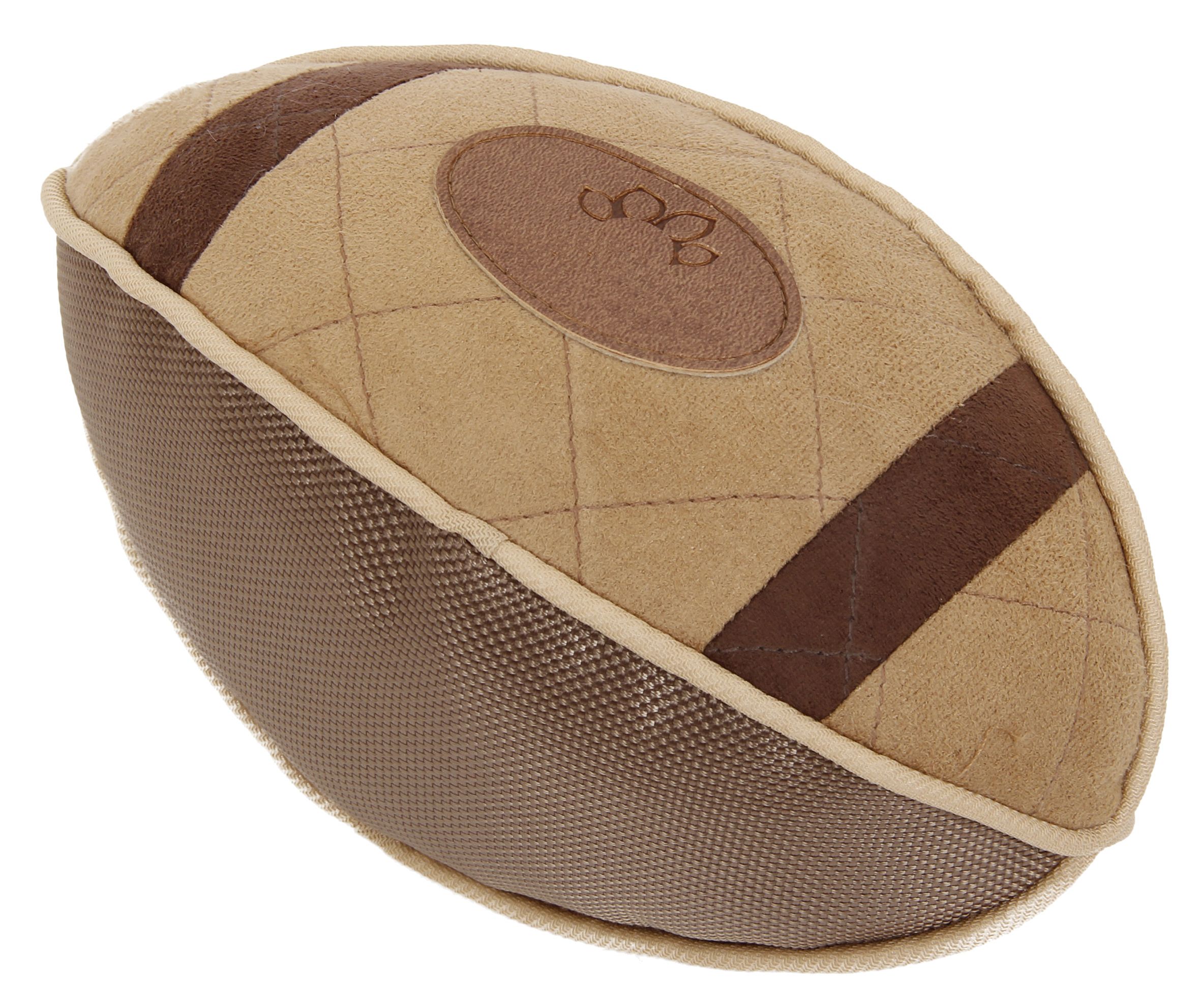 Pet Life Pugskin Durable Oxford Nylon and Mesh Plush Squeaky Football Dog Toy