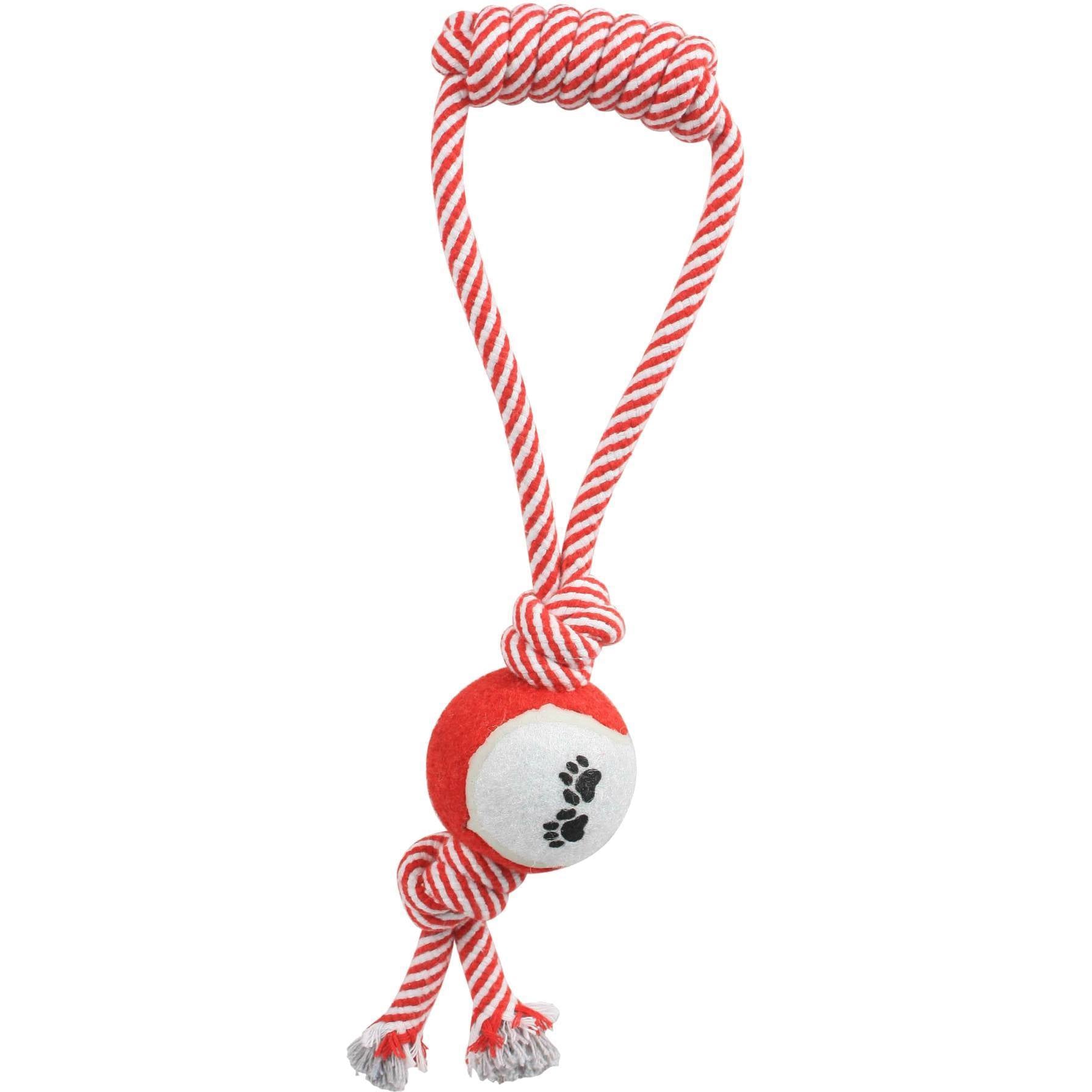 Pet Life Pull Away All Natural Jute Rope and Tennis Ball Dog Toy
