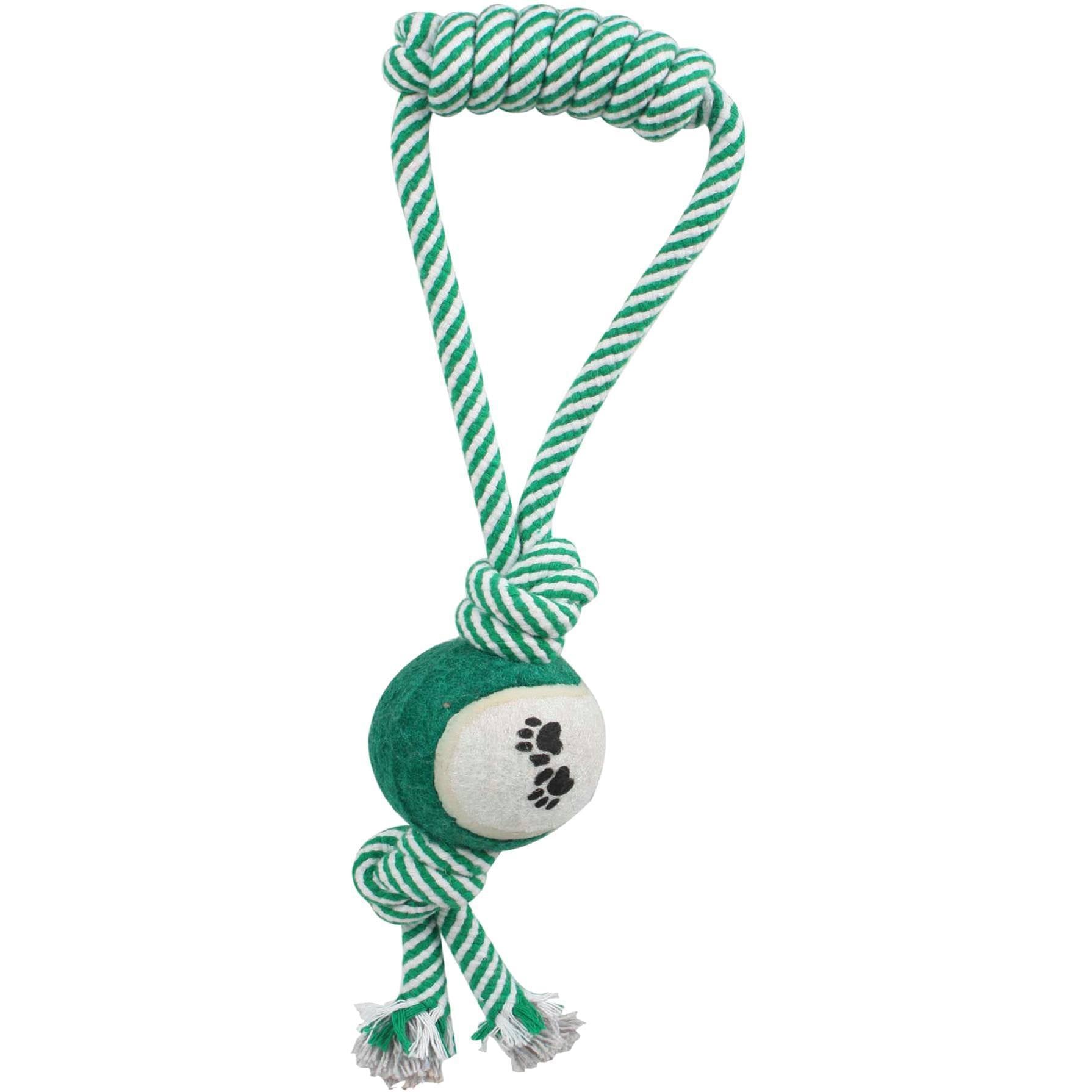 Pet Life Pull Away All Natural Jute Rope and Tennis Ball Dog Toy