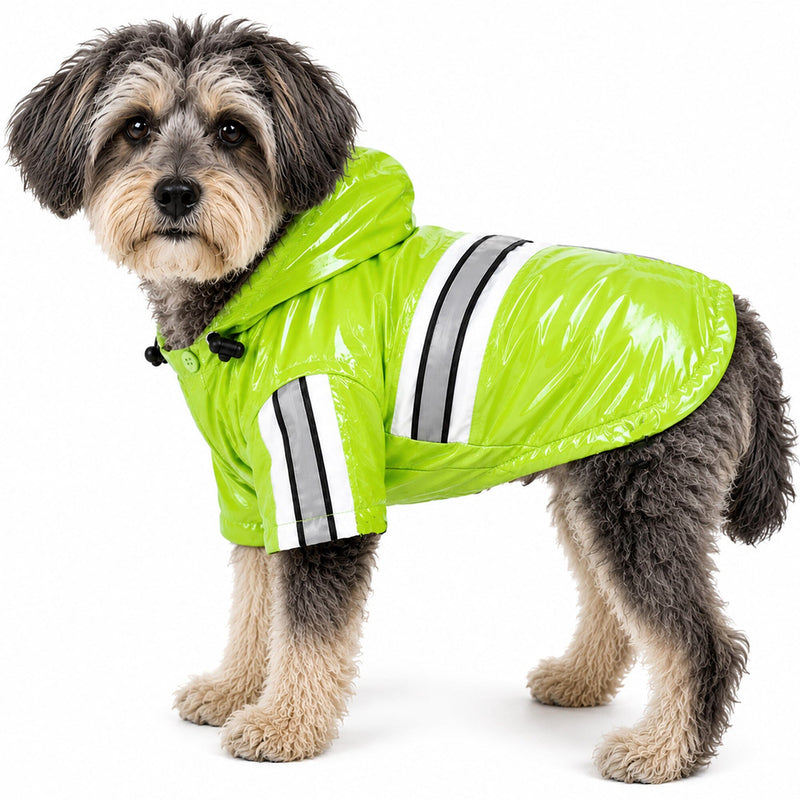Pet Life Reflecta-Glow Reflective Waterproof Adjustable Dog Raincoat Jacket w/ Removable Hood | HT Animal Supply