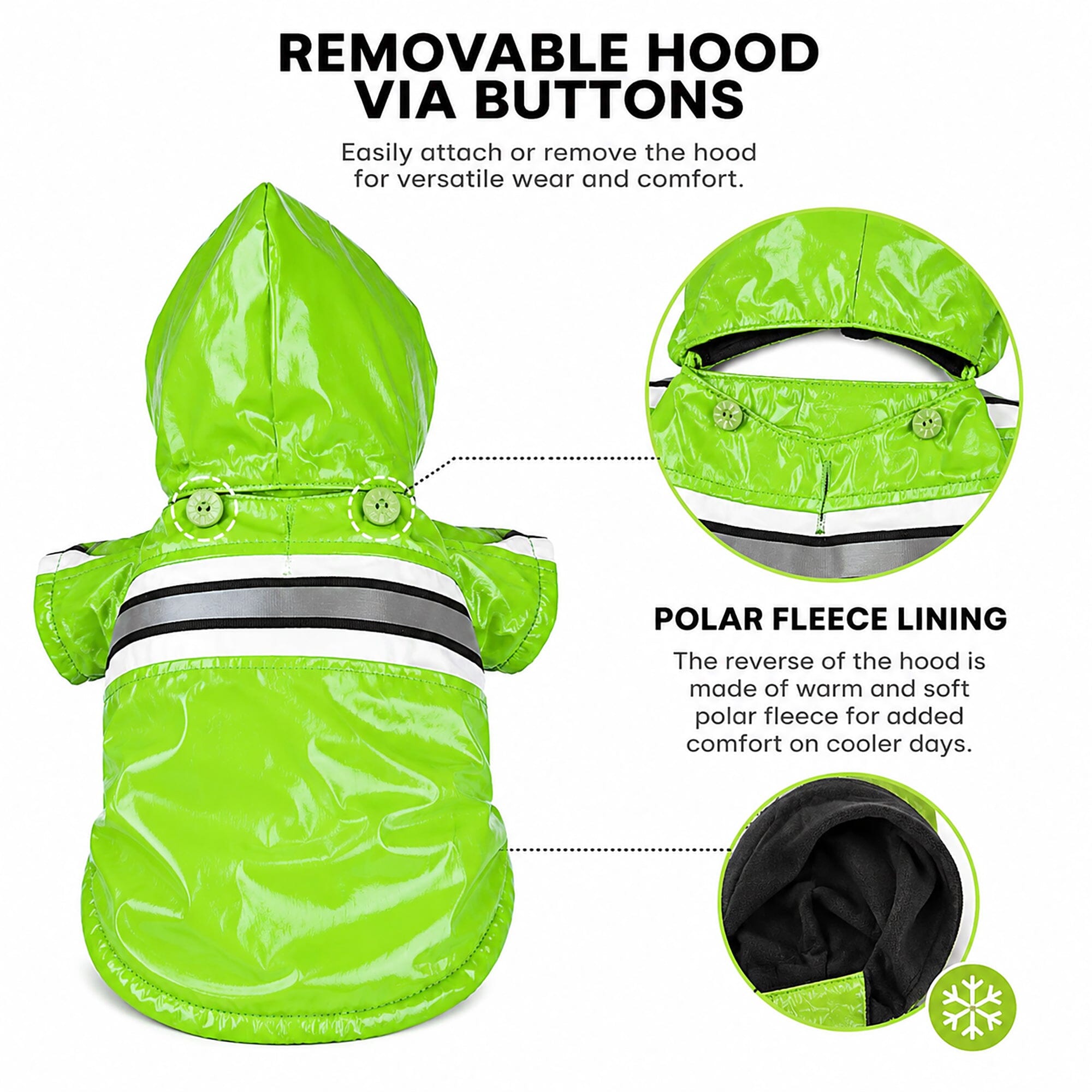 Pet Life Reflecta-Glow Reflective Waterproof Adjustable Dog Raincoat Jacket w/ Removable Hood | HT Animal Supply
