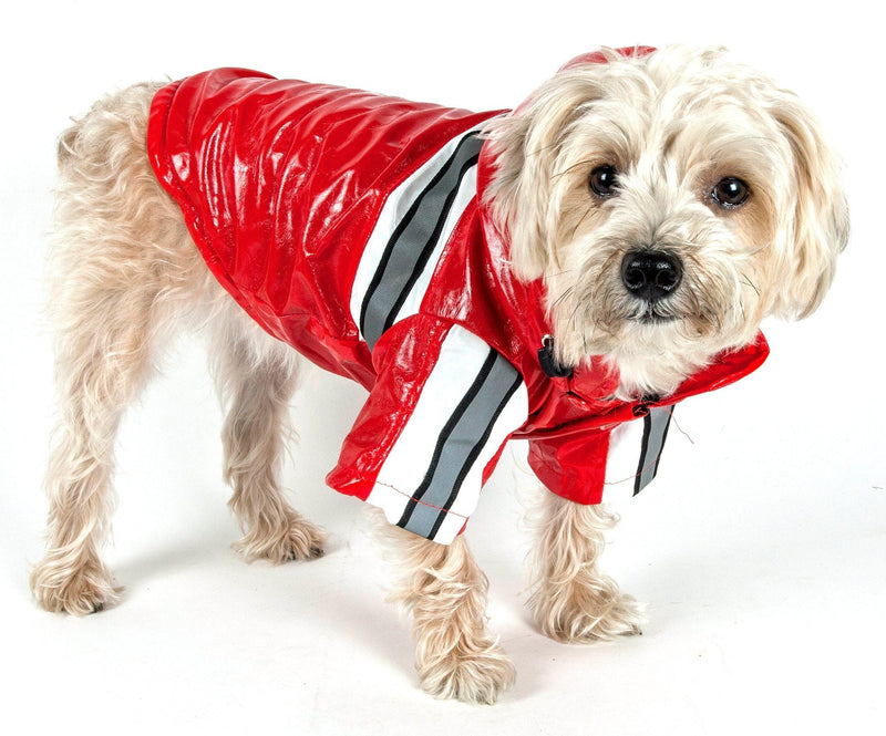 Pet Life Reflecta-Glow Reflective Waterproof Adjustable Dog Raincoat Jacket w/ Removable Hood