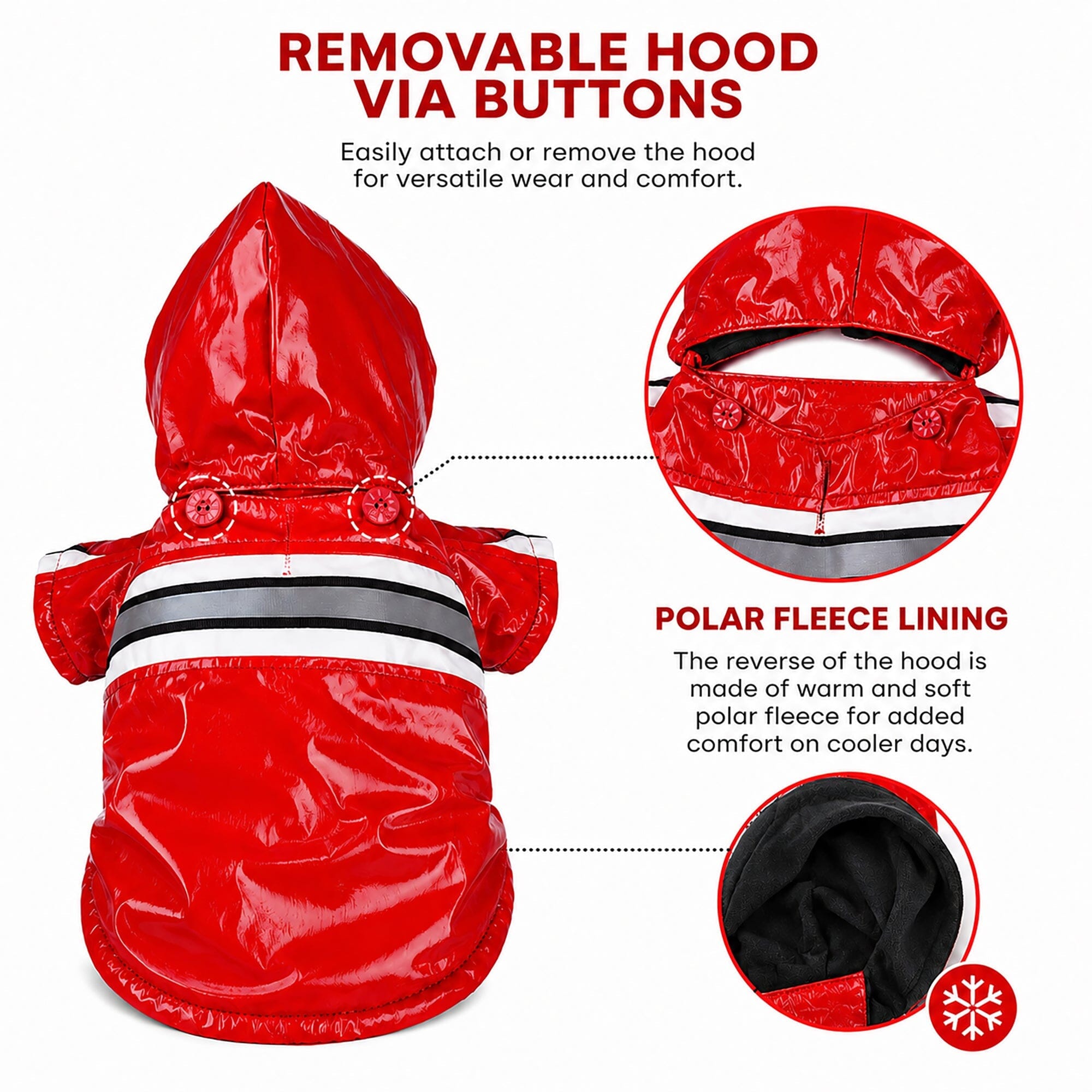 Pet Life Reflecta-Glow Reflective Waterproof Adjustable Dog Raincoat Jacket w/ Removable Hood | HT Animal Supply