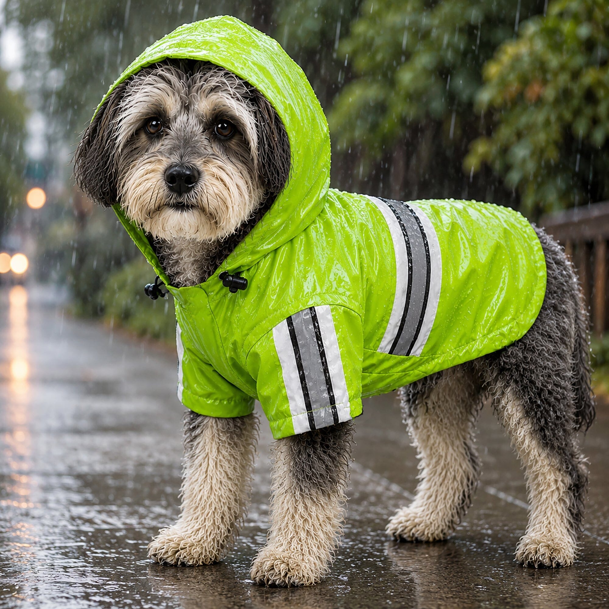 Pet Life Reflecta-Glow Reflective Waterproof Adjustable Dog Raincoat Jacket w/ Removable Hood | HT Animal Supply