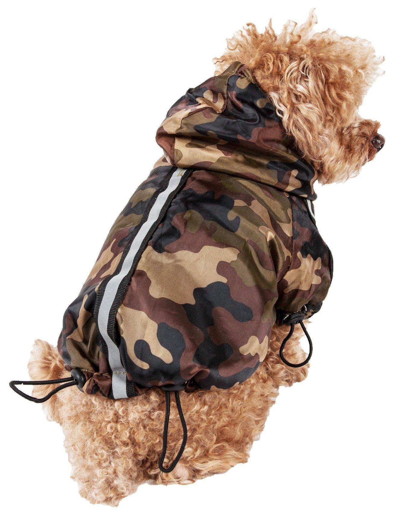 Pet Life Reflecta-Sport Multi-Adjustable Reflective Weather-Proof Dog Raincoat w/ Removable Hood
