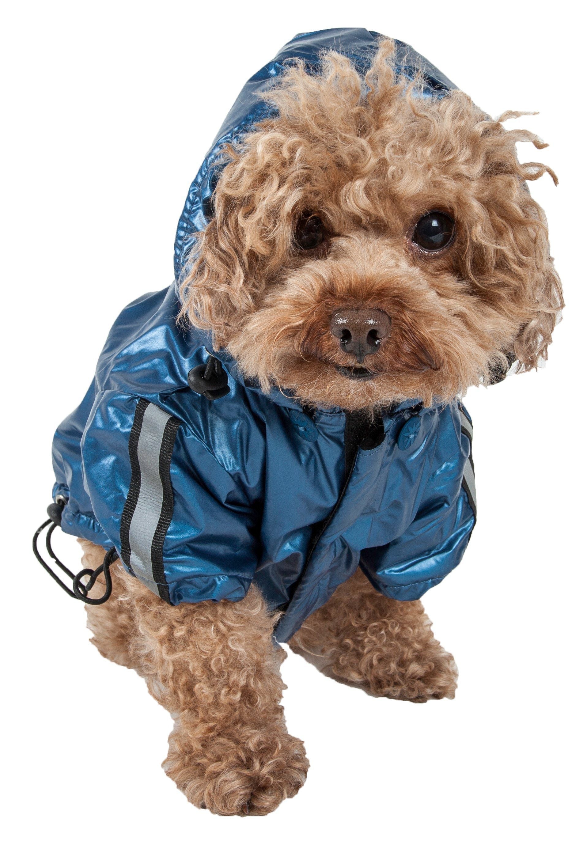 Pet Life ® Reflecta-Sport Multi-Adjustable Reflective Weather-Proof Dog Raincoat w/ Removable Hood