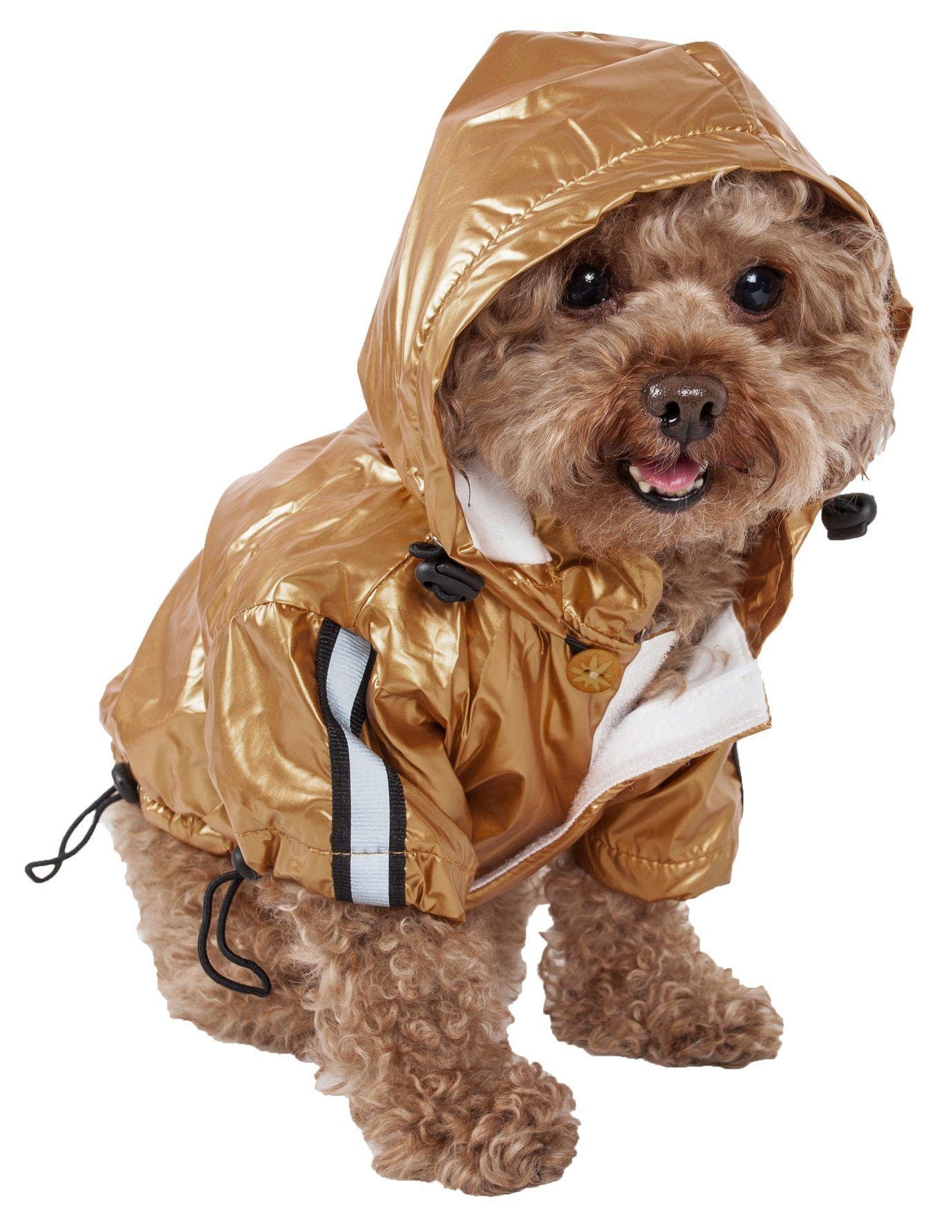 Pet Life ® Reflecta-Sport Multi-Adjustable Reflective Weather-Proof Dog Raincoat w/ Removable Hood