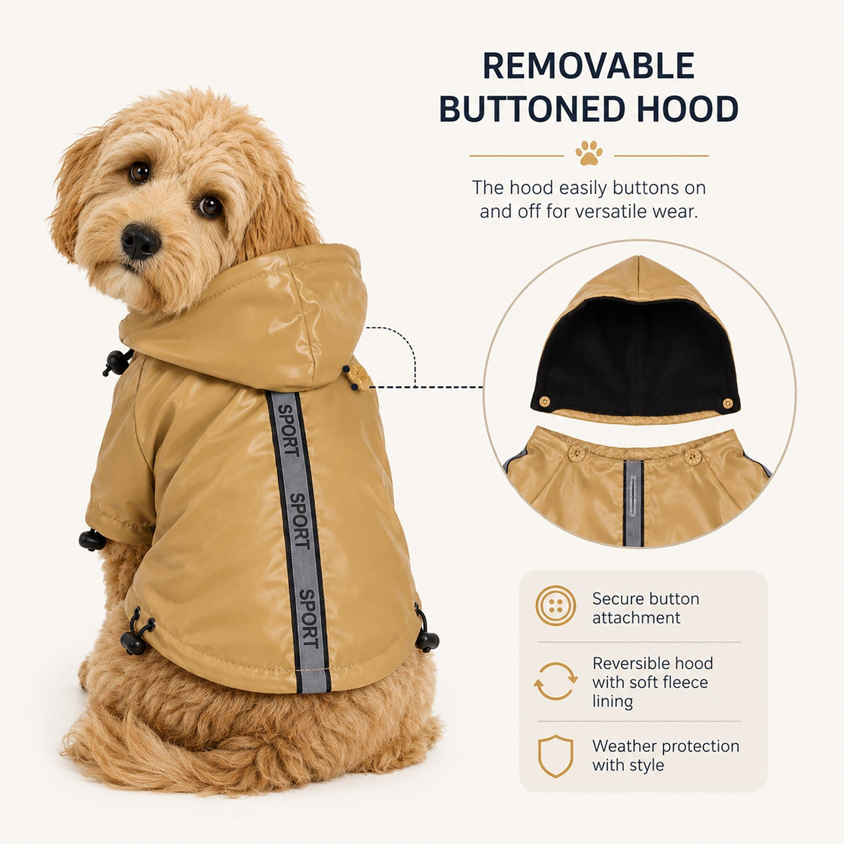 Pet Life Reflecta-Sport Multi-Adjustable Reflective Weather-Proof Dog Raincoat w/ Removable Hood | HT Animal Supply