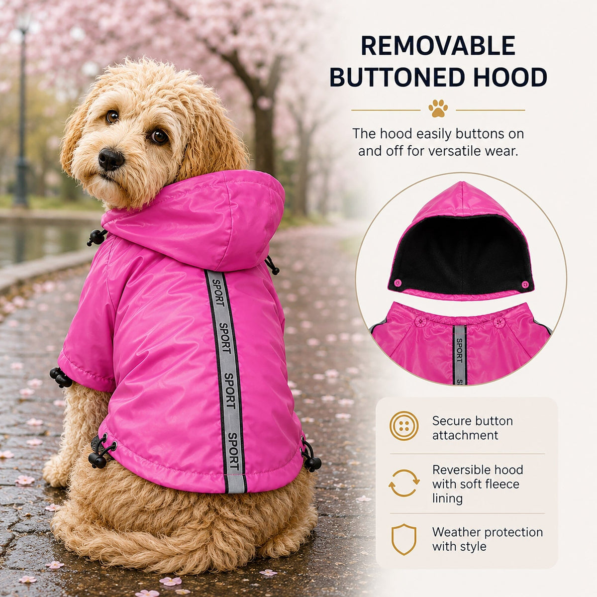 Pet Life Reflecta-Sport Multi-Adjustable Reflective Weather-Proof Dog Raincoat w/ Removable Hood | HT Animal Supply