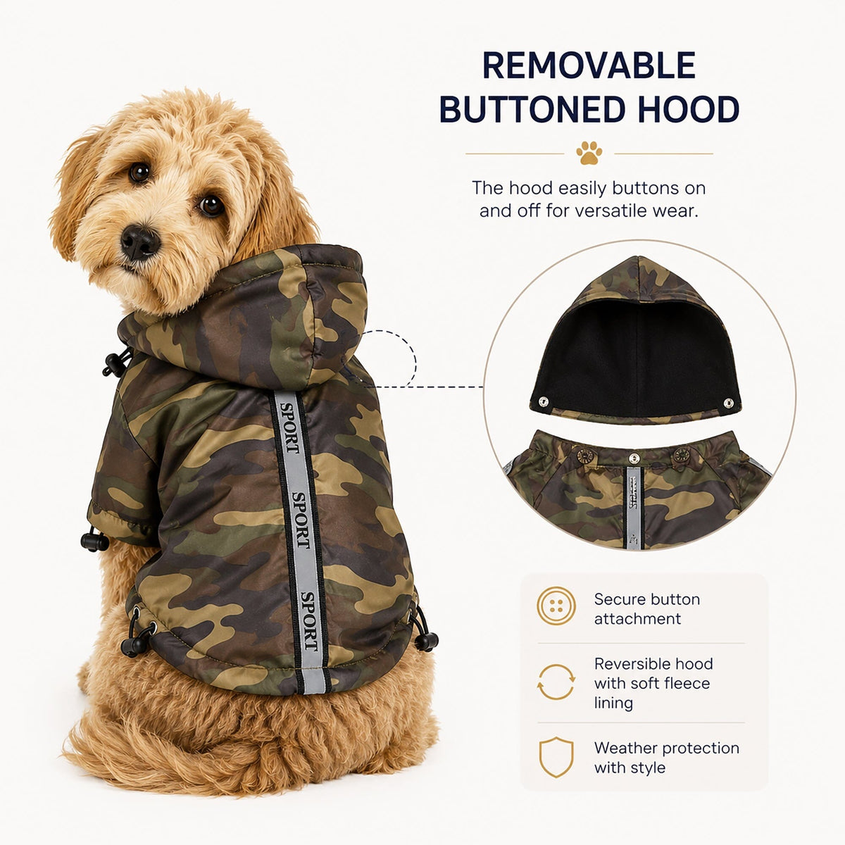 Pet Life Reflecta-Sport Multi-Adjustable Reflective Weather-Proof Dog Raincoat w/ Removable Hood | HT Animal Supply