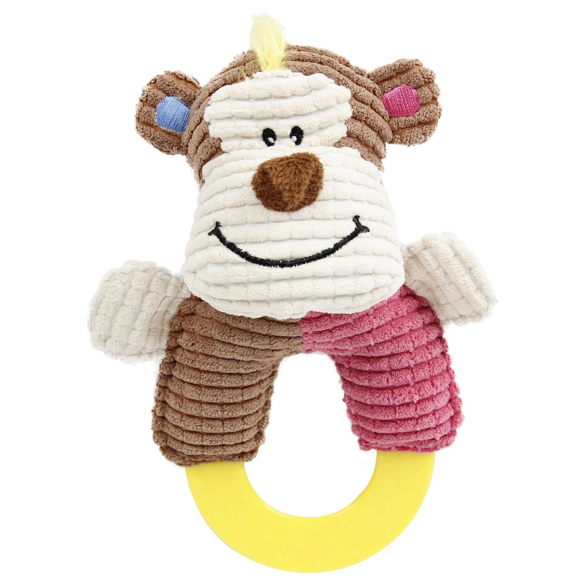Pet Life Ring-O-Round Plush Squeaking and Rubber Teething Newborn Puppy Dog Toy | HT Animal Supply