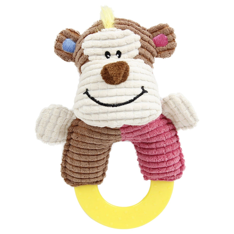 Pet Life Ring-O-Round Plush Squeaking and Rubber Teething Newborn Puppy Dog Toy | HT Animal Supply