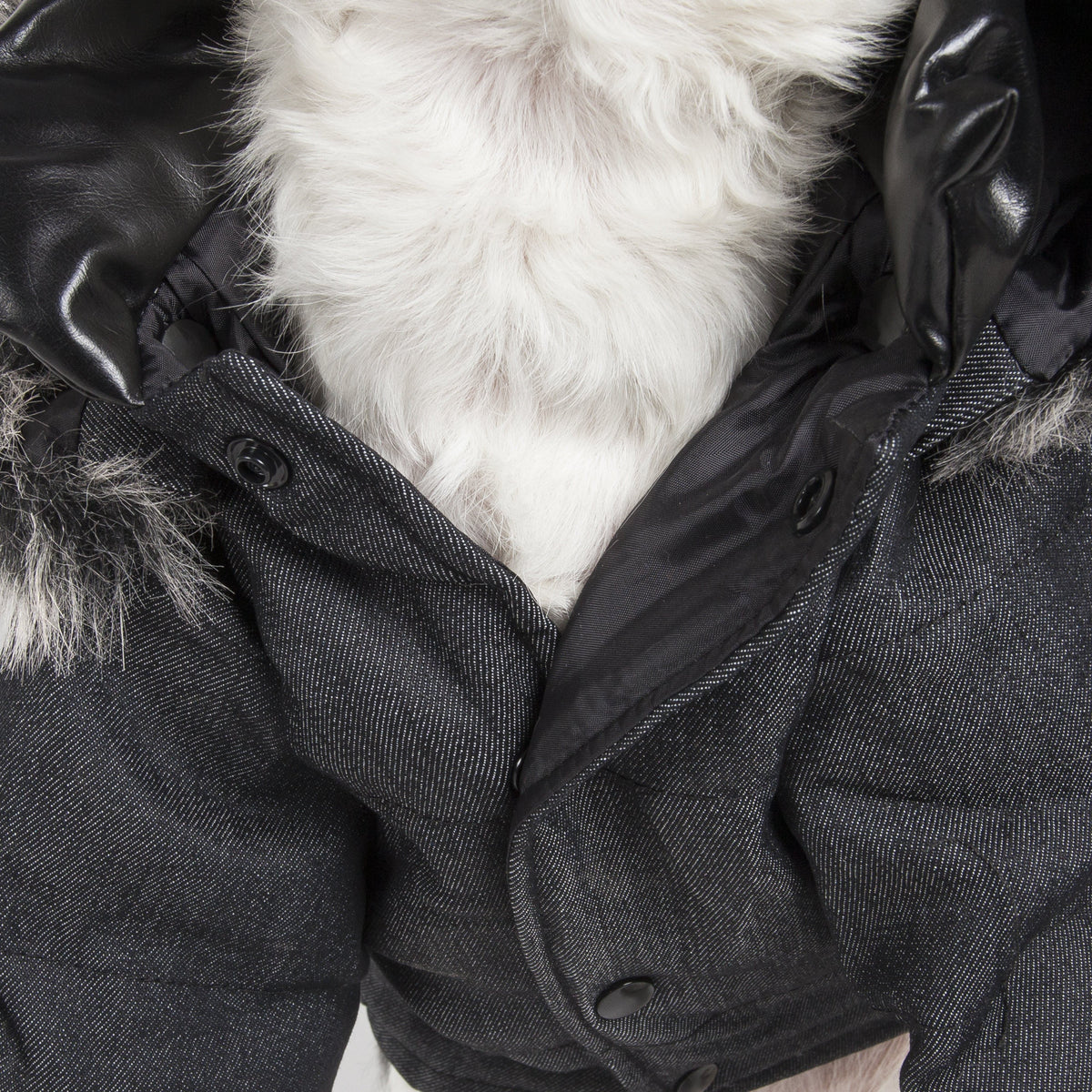 Pet Life Ruff-Choppered Denim Fashioned Wool Dog Coat Jacket