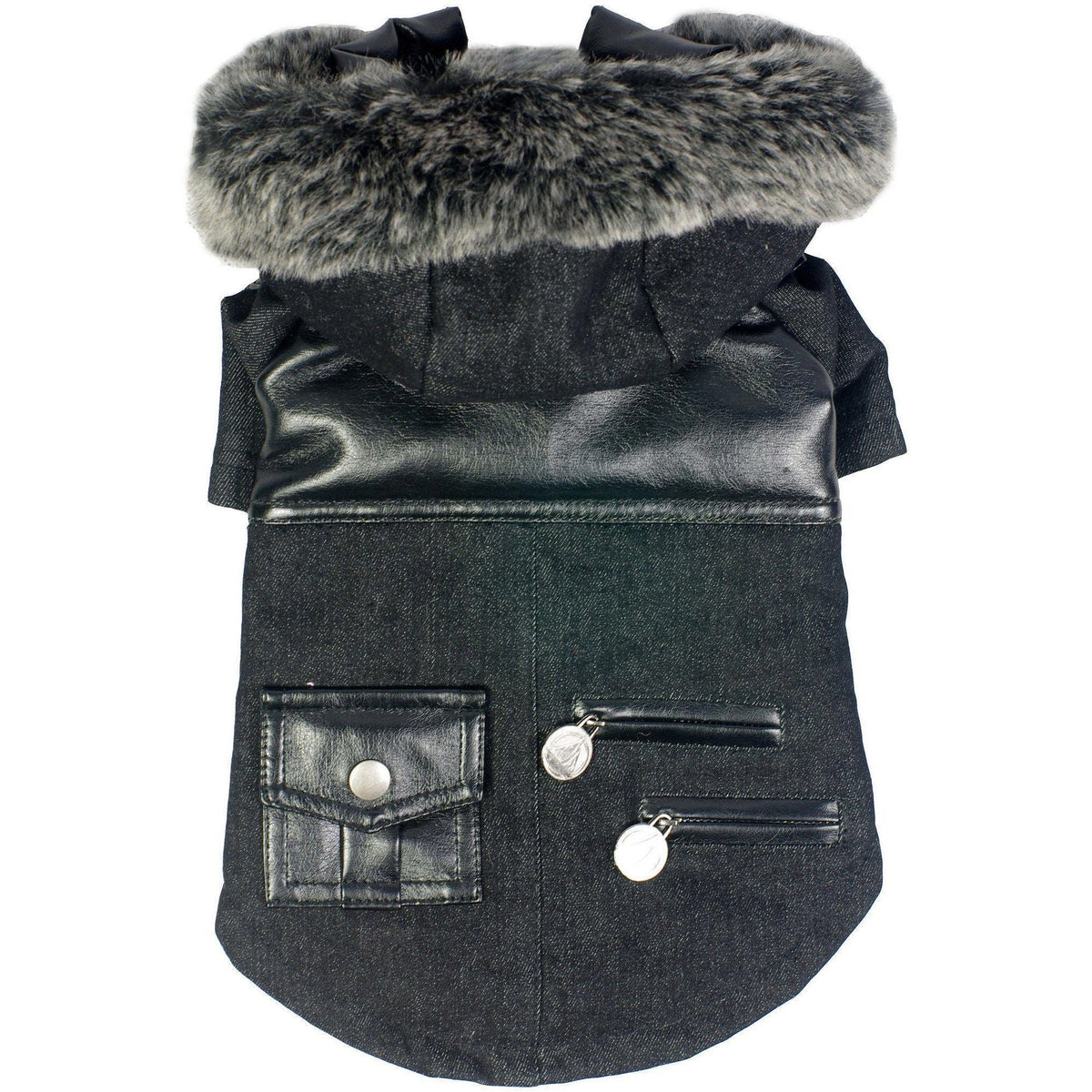 Pet Life Ruff-Choppered Denim Fashioned Wool Dog Coat Jacket