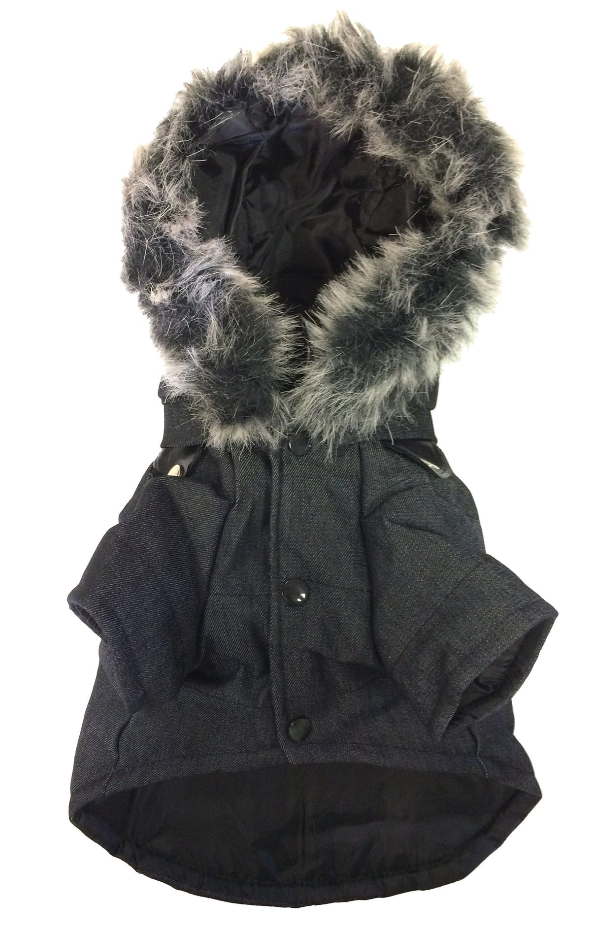 Pet Life Ruff-Choppered Denim Fashioned Wool Dog Coat Jacket