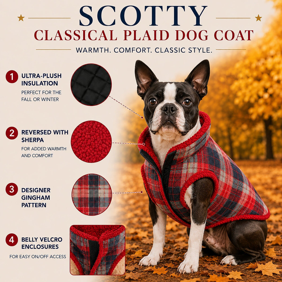 Pet Life Scotty Tartan Classical Insulated Fashion Plaid Dog Coat | HT Animal Supply