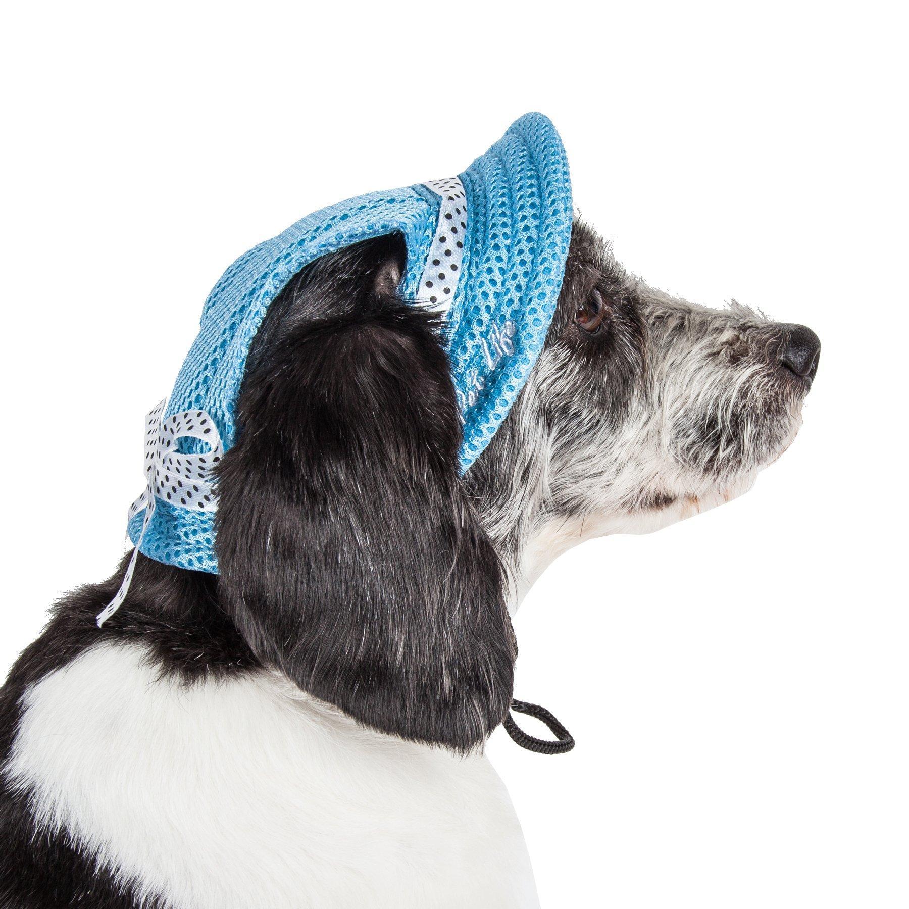 Pet Life Sea Spot Sun UV Protectant Adjustable Fashion Mesh Brimmed Dog Hat Cap