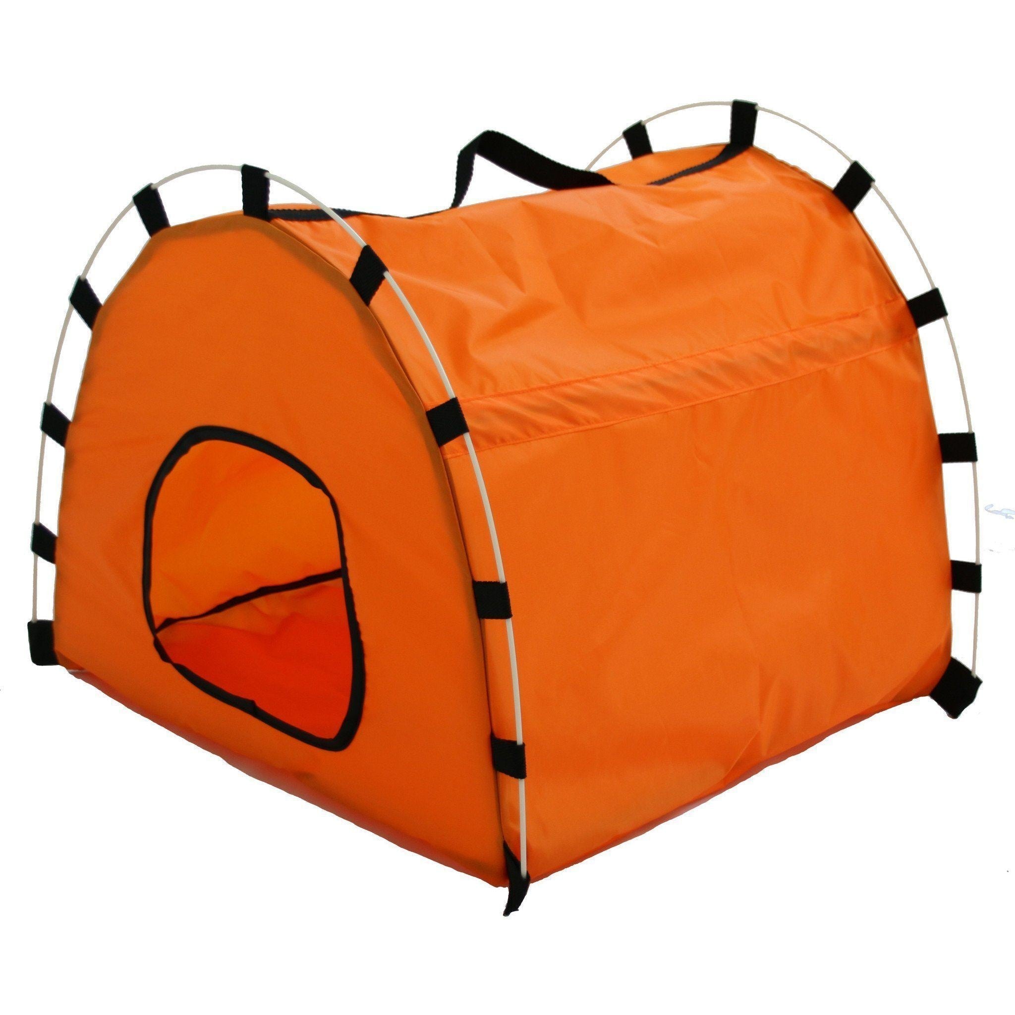 Pet Life Skeletal Outdoor Travel Camping Wire-Folding Collapsible Pet Dog Crate House Tent w/ Travel Bag