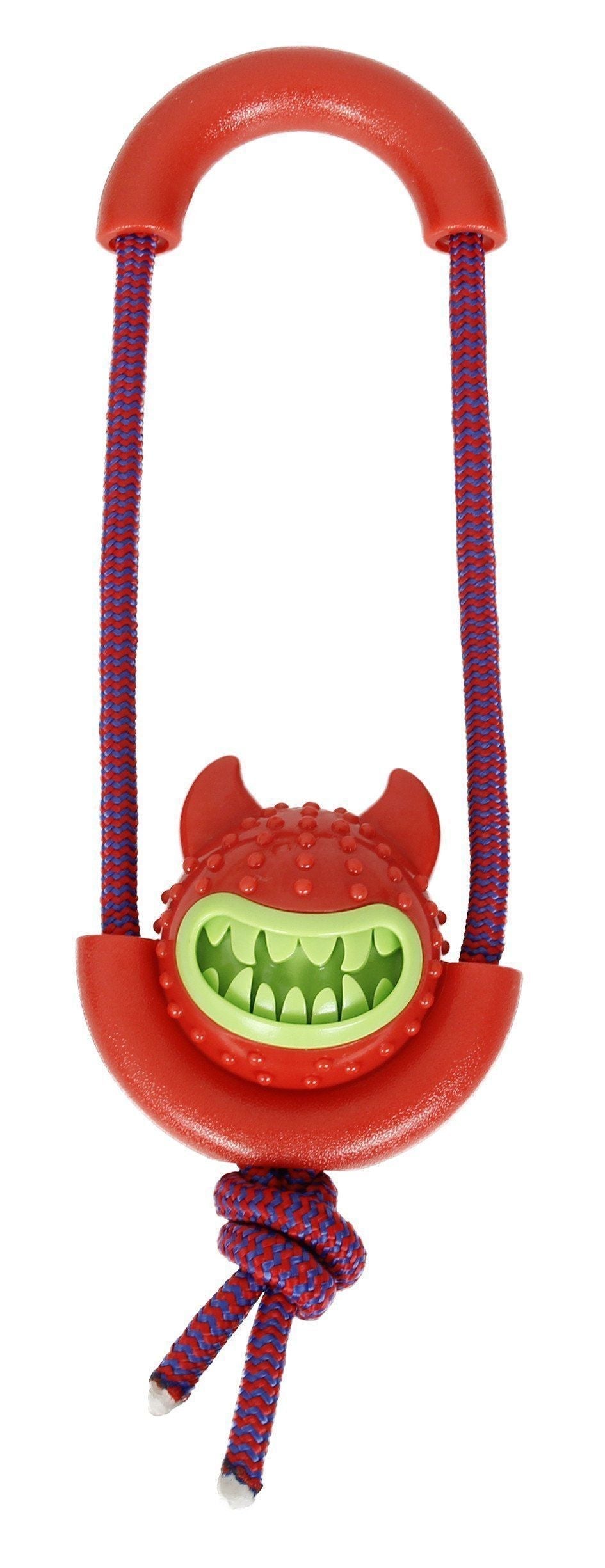 Pet Life Sling-Away Tug and Squeak Natural Jute and Rubber Dog Toy
