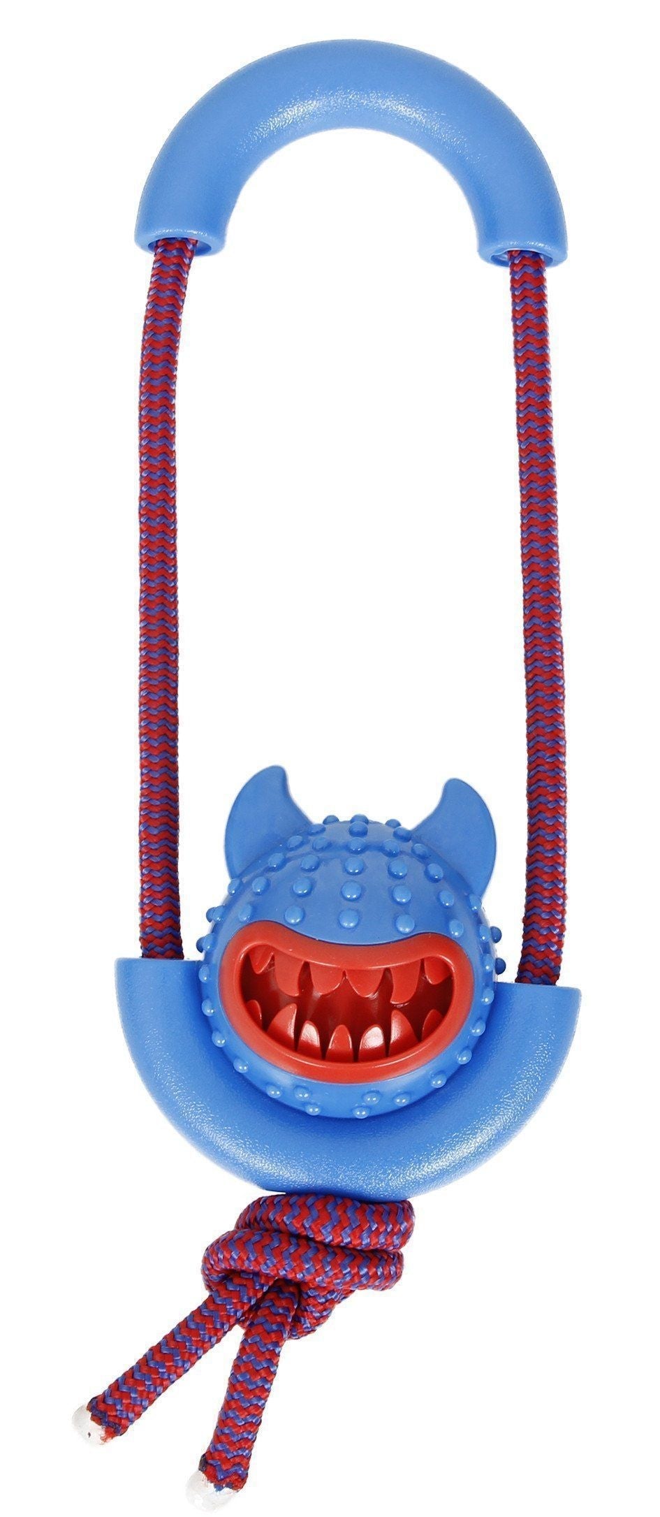 Pet Life Sling-Away Tug and Squeak Natural Jute and Rubber Dog Toy
