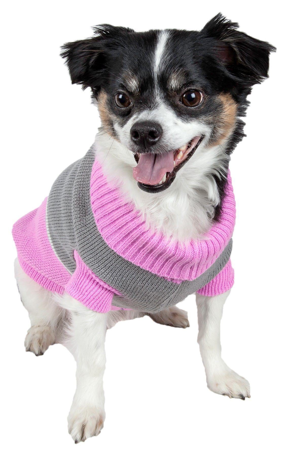 Pet Life Snow Flake Cable-Knitted Ribbed Fashion Turtle Neck Dog Sweater