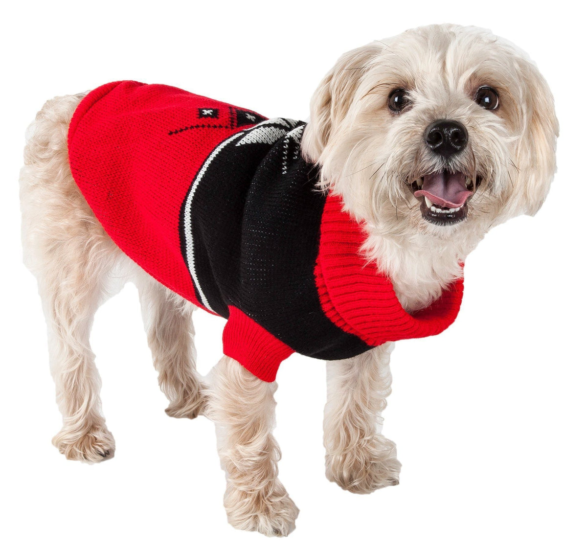 Pet Life Snow Flake Cable-Knitted Ribbed Fashion Turtle Neck Dog Sweater