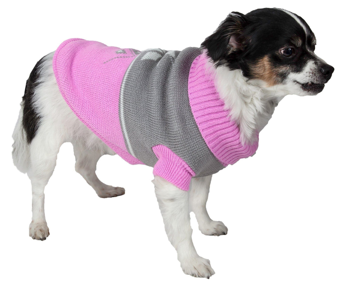 Pet Life Snow Flake Cable-Knitted Ribbed Fashion Turtle Neck Dog Sweater