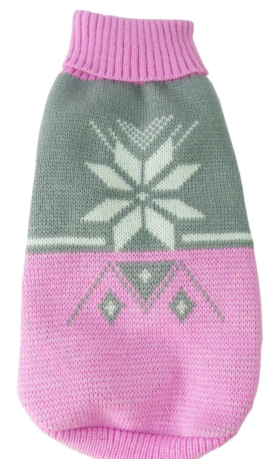 Pet Life Snow Flake Cable-Knitted Ribbed Fashion Turtle Neck Dog Sweater