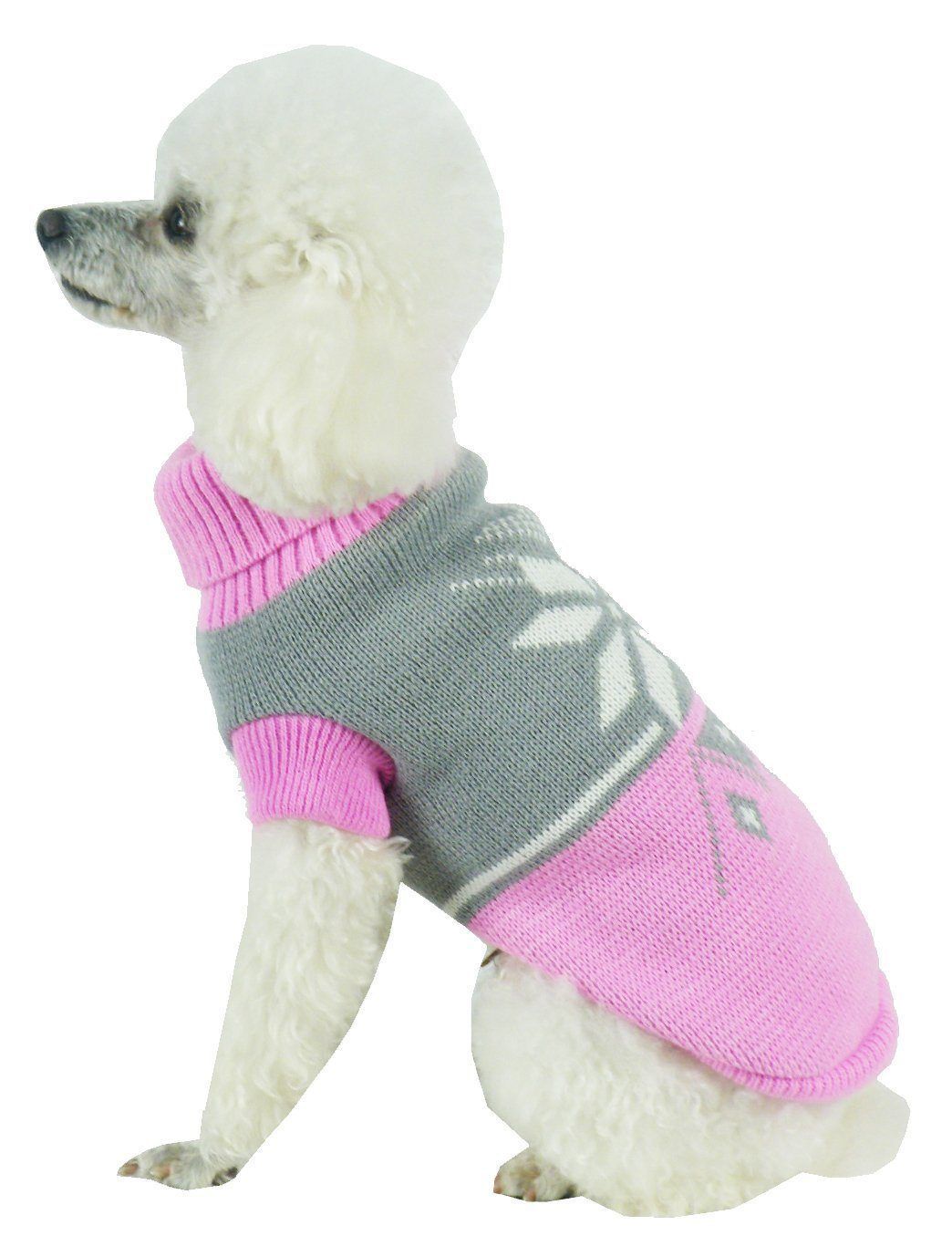 Pet Life Snow Flake Cable-Knitted Ribbed Fashion Turtle Neck Dog Sweater
