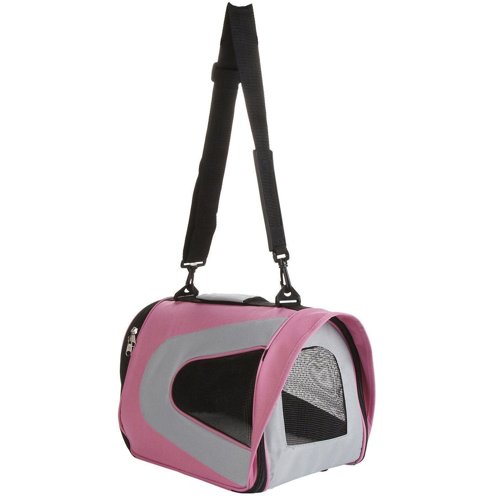 Pet Life Sporty Mesh Airline Approved Zippered Folding Collapsible Travel Pet Dog Carrier