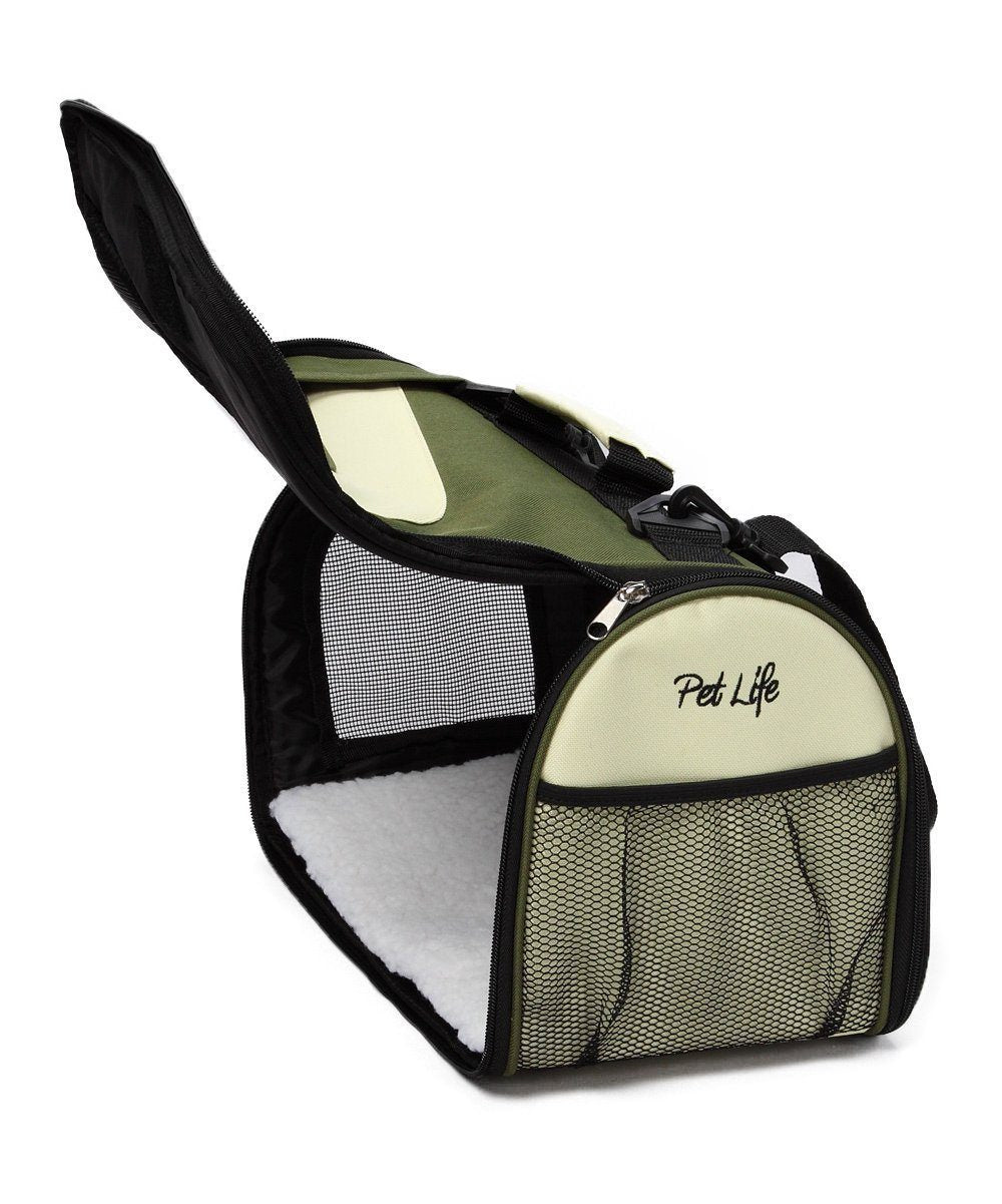 Pet Life Sporty Mesh Airline Approved Zippered Folding Collapsible Travel Pet Dog Carrier