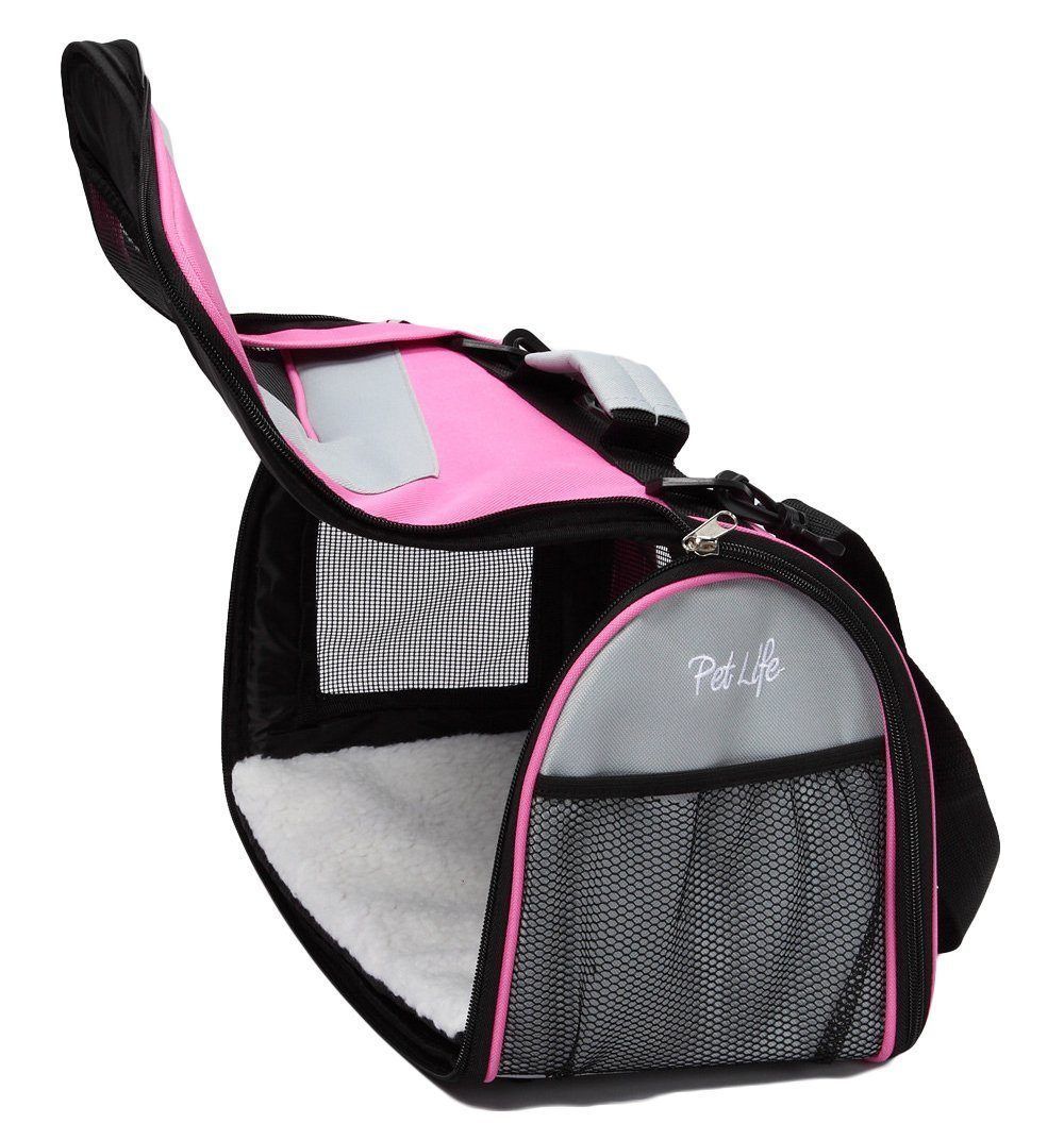 Pet Life Sporty Mesh Airline Approved Zippered Folding Collapsible Travel Pet Dog Carrier