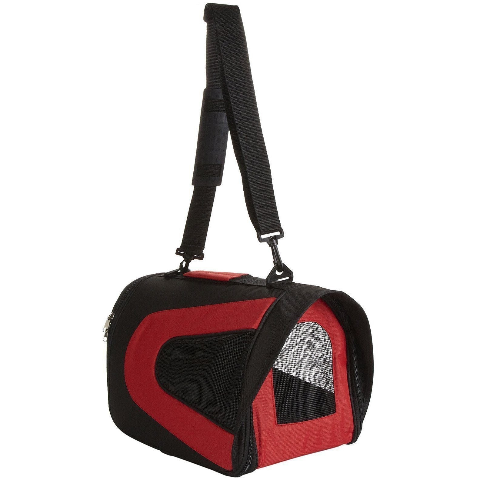 Pet Life Sporty Mesh Airline Approved Zippered Folding Collapsible Travel Pet Dog Carrier