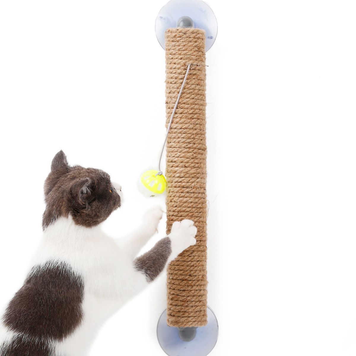 Pet Life Stick N Claw Sisal Rope and Toy Suction Cup Stick Shaped Cat Scratcher