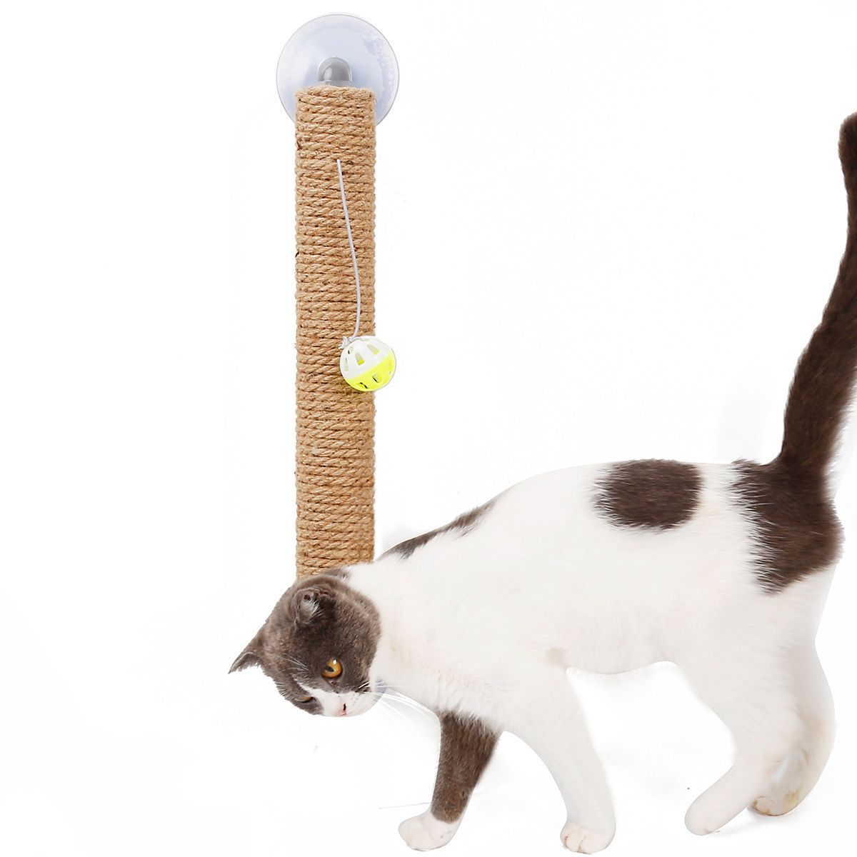 Pet Life Stick N Claw Sisal Rope and Toy Suction Cup Stick Shaped Cat Scratcher