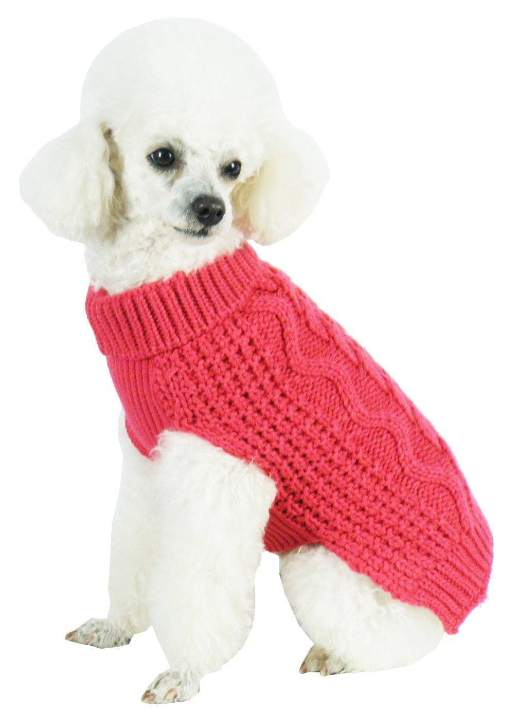 Pet Life Swivel-Swirl Heavy Cable Knitted Fashion Designer Dog Sweater