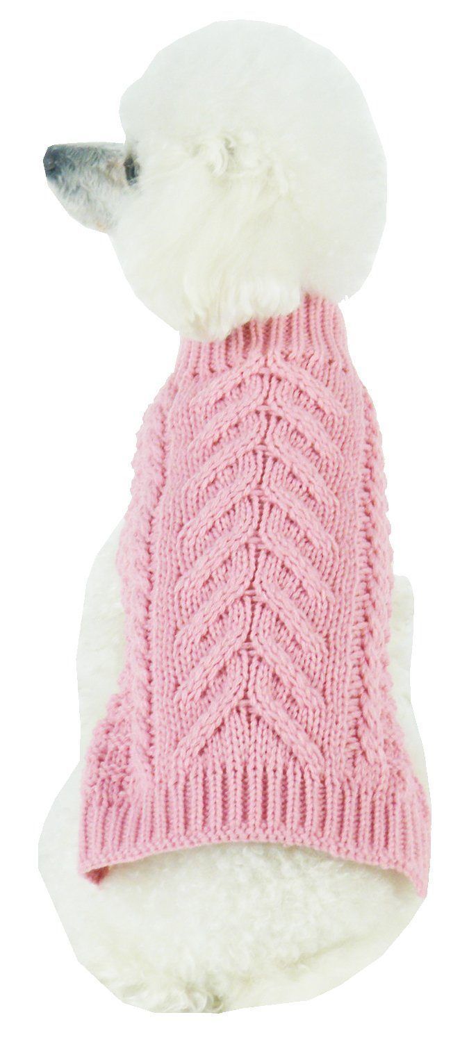 Pet Life Swivel-Swirl Heavy Cable Knitted Fashion Designer Dog Sweater