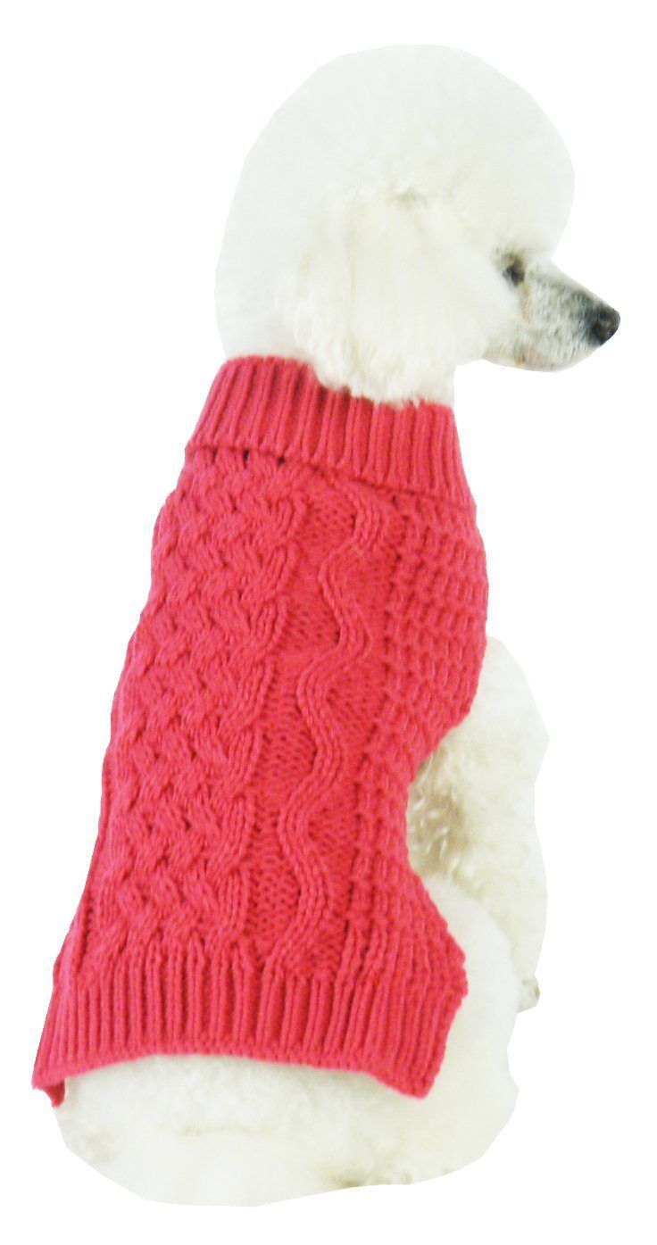 Pet Life Swivel-Swirl Heavy Cable Knitted Fashion Designer Dog Sweater