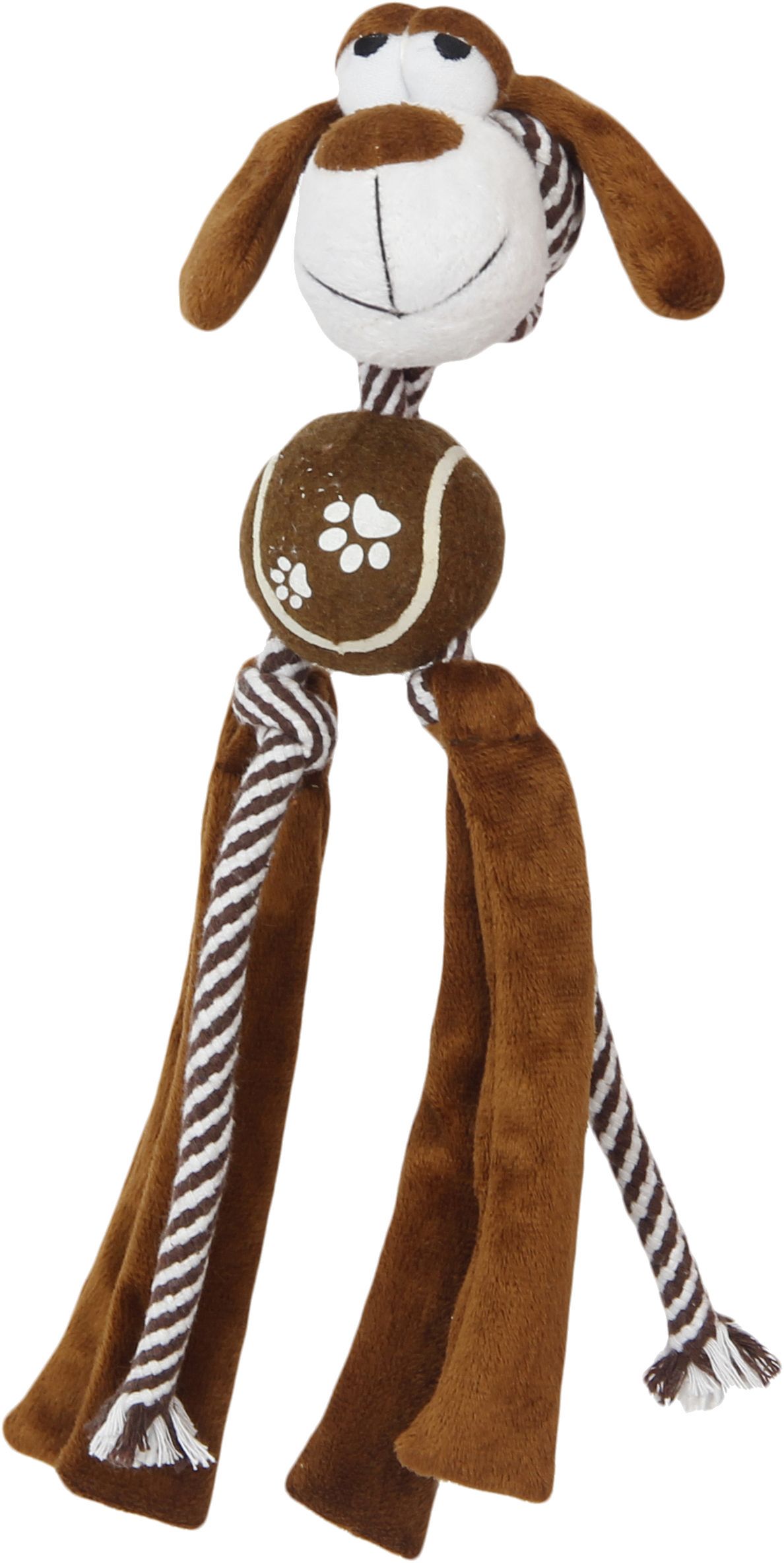 Pet Life Tennis Pawl Rope Squeaker and Crinkle Tennis Dog Toy