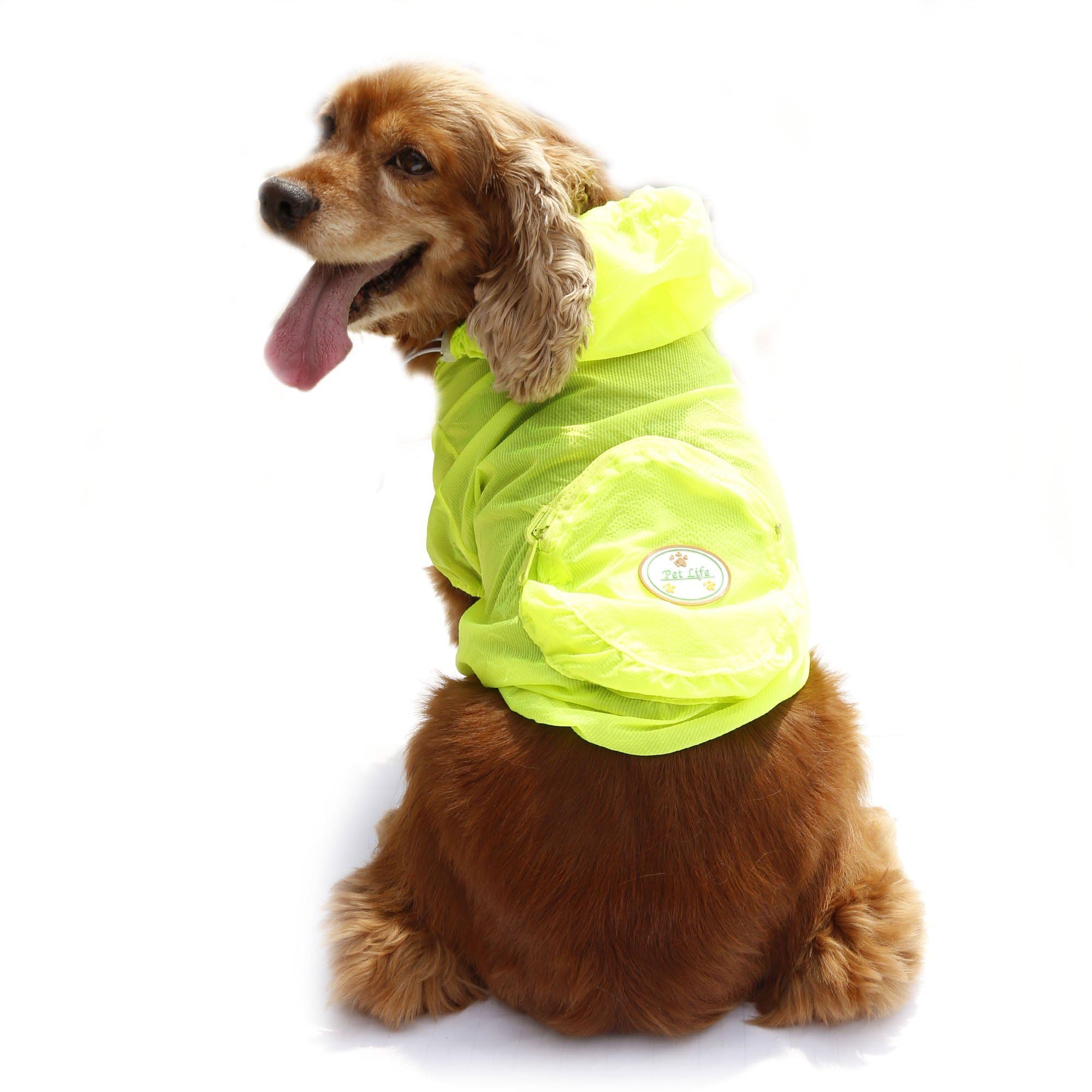 Pet Life ® Thunder Paw Ultimate Waterproof Collapsible Multi-Adjustable Travel Dog Raincoat