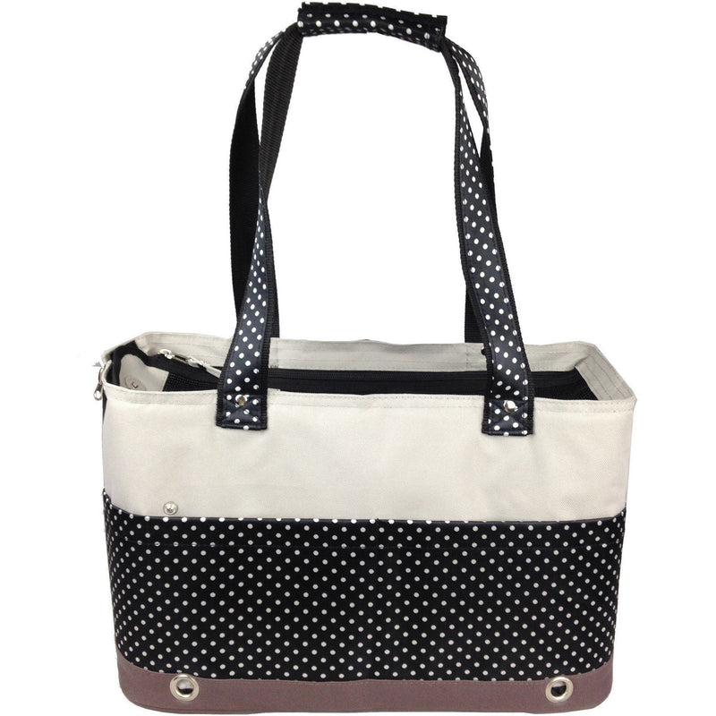 Pet Life Tote n Boater Trendy Spotted Designer Fashion Travel Pet Dog Carrier