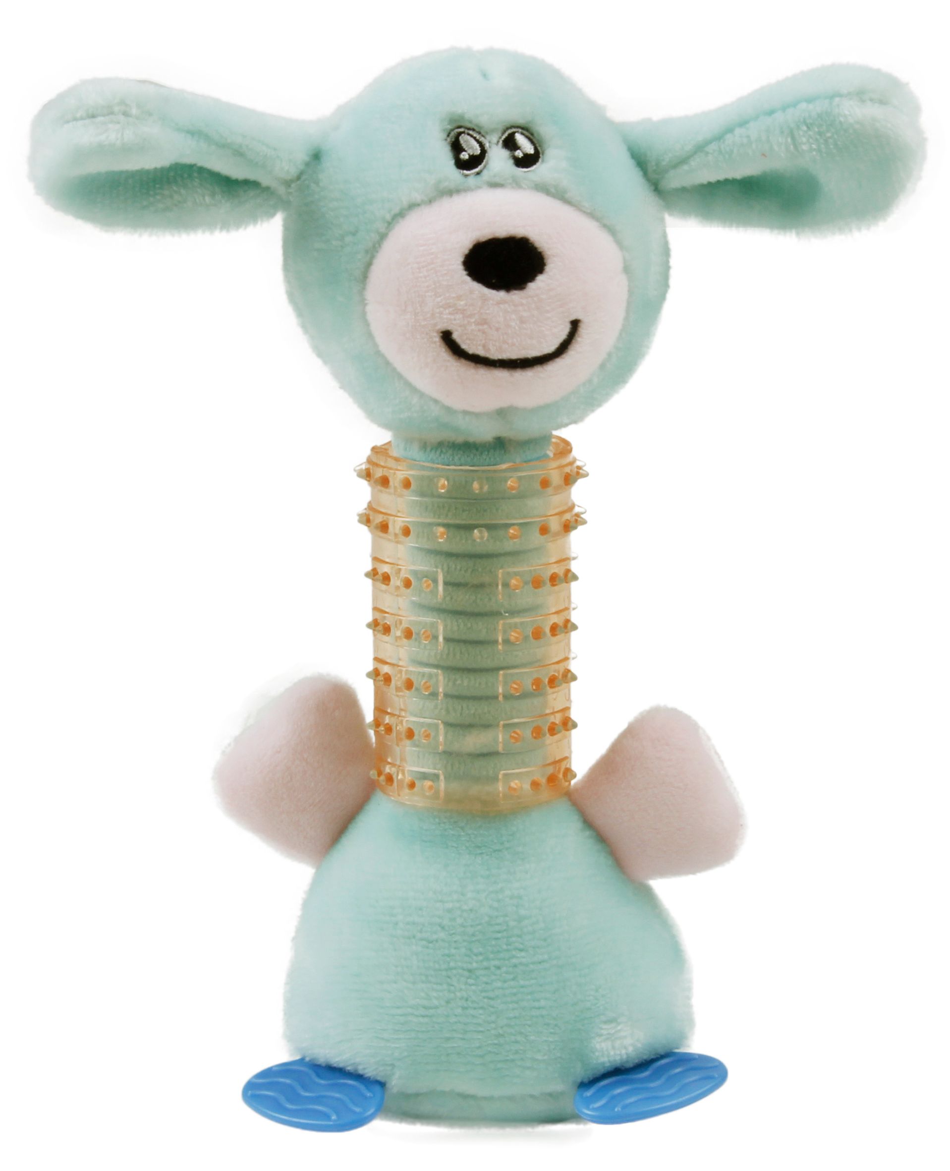 Pet Life Totty-Chew Plush and Rubber Squeaking Newborn Teething Cat and Dog Toy
