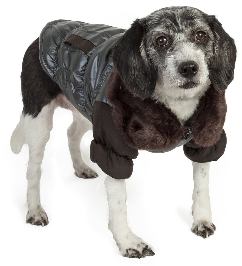 Pet Life Track-Collared Metallic Ultra Fur 3M Insulated Pet Dog Jacket