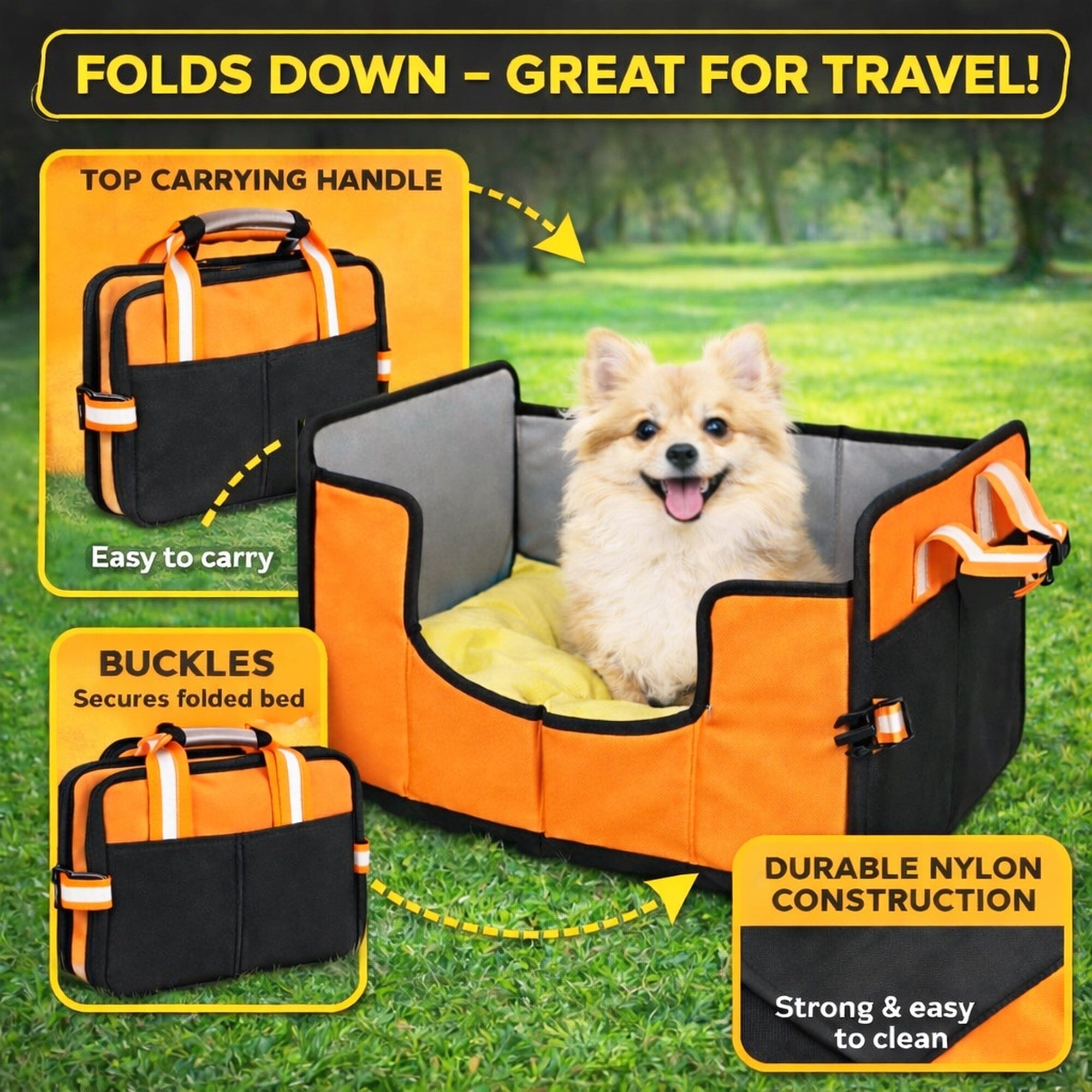 Pet Life Travel-Nest Folding Travel Cat and Dog Bed
