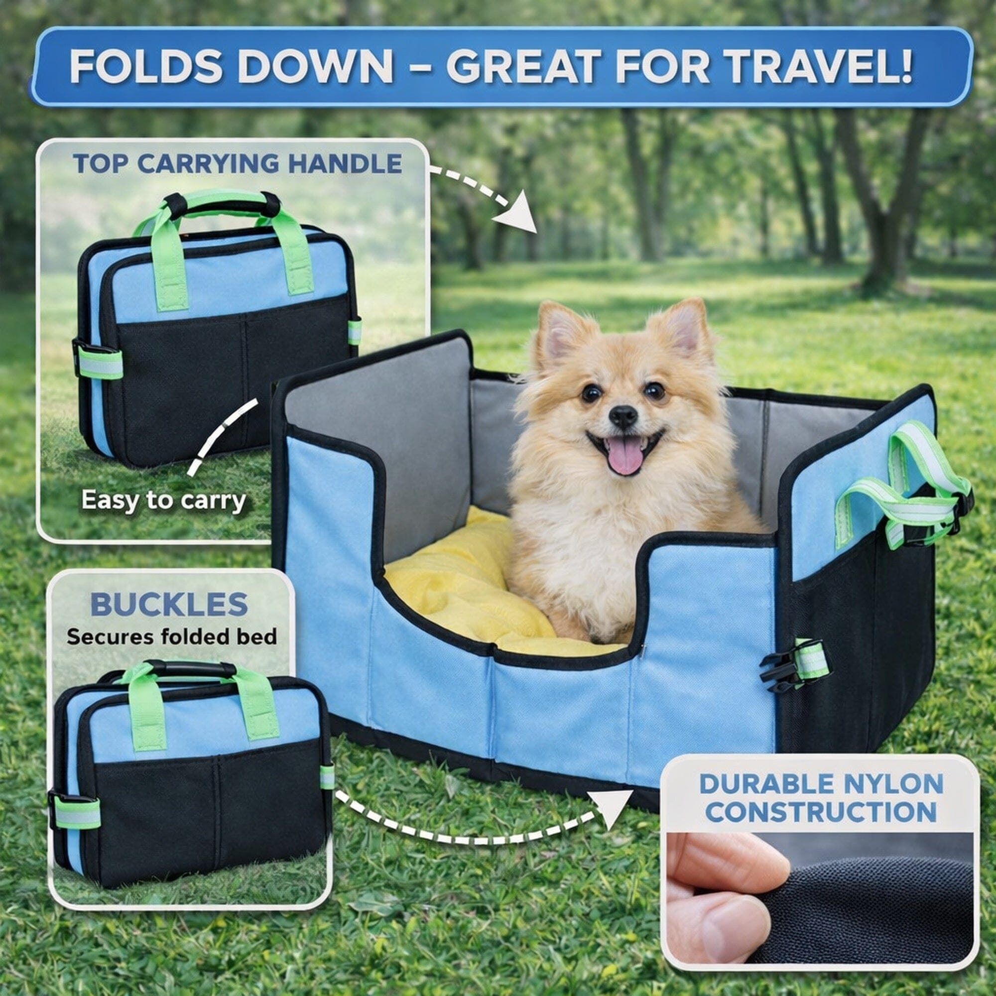 Pet Life Travel-Nest Folding Travel Cat and Dog Bed