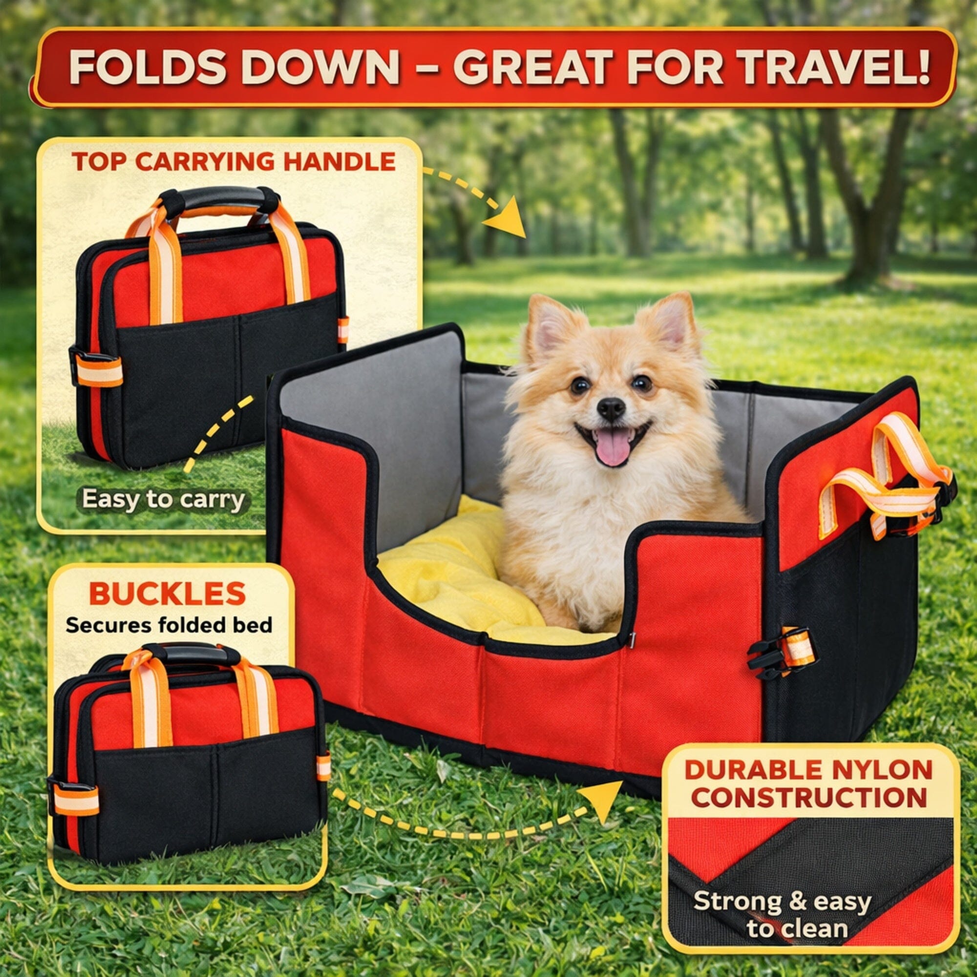 Pet Life Travel-Nest Folding Travel Cat and Dog Bed